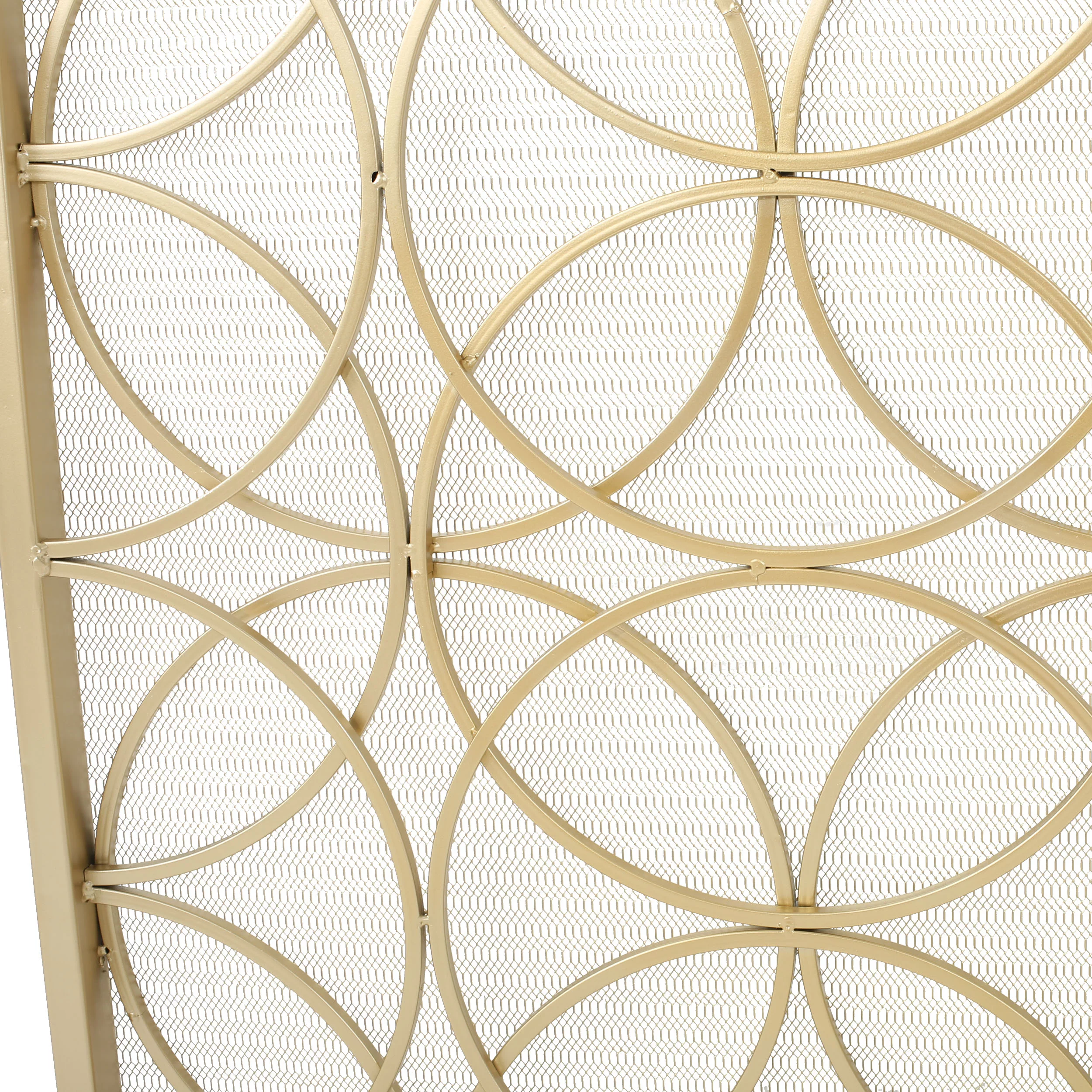 Noble House Emmilou Iron Single Panel Fireplace Screen, Gold