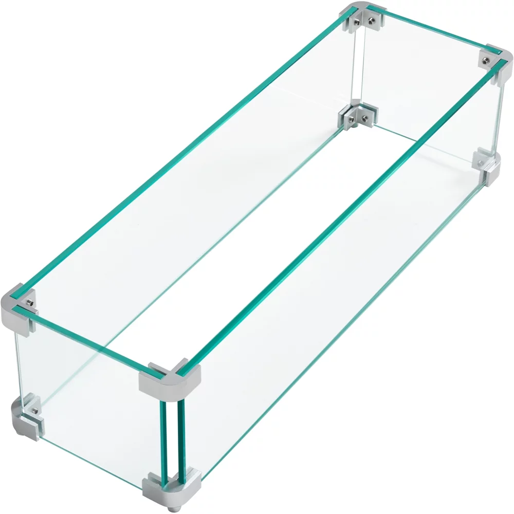 Yaheetech 23.5'' L x 7.5''W Rectangle Gas Fire Pit Wind Guard, Clear