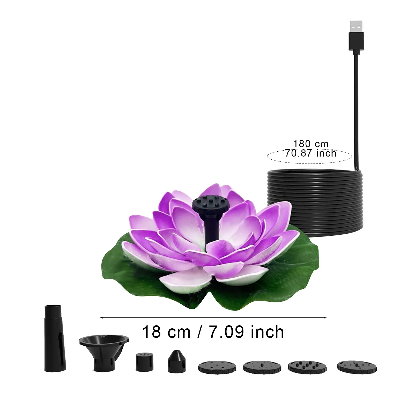 Rabbit Statue Lotuus Shaped Pond Founntain Decorative USB Floating Outdoor Water Feature Garden Pool Water Feature Flower Combination