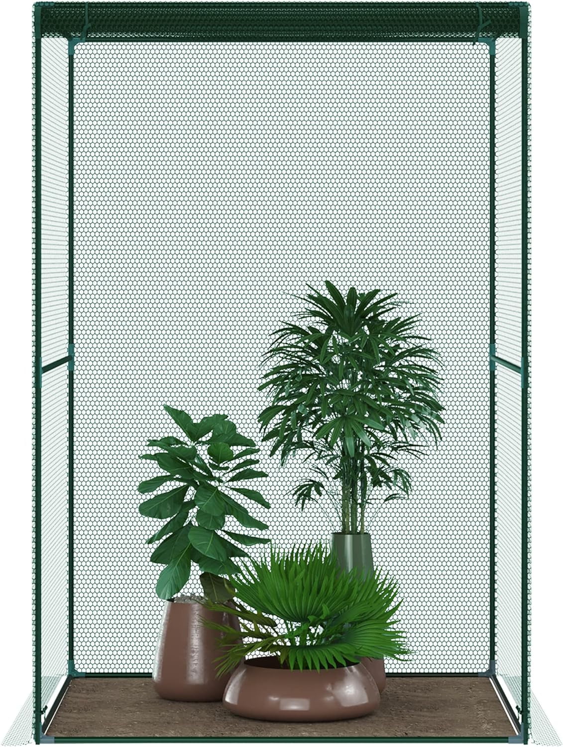 4' x 4' Crop Cage, Plant Protection Tent with Zippered Doors for Vegetable Garden, Backyard, Green