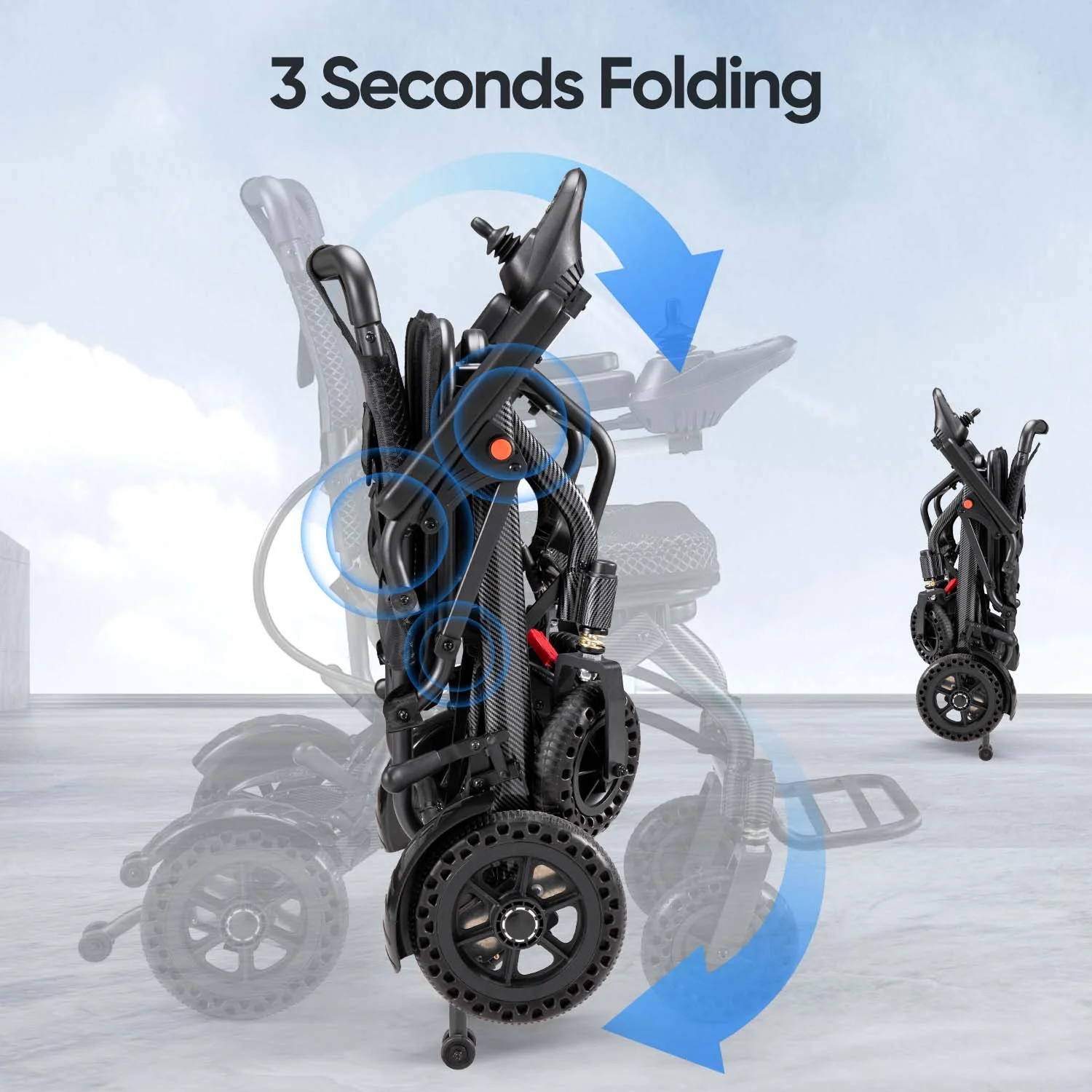 Furgle Electric Wheelchair Lightweight Folding Wheelchair for Adults Seniors Black
