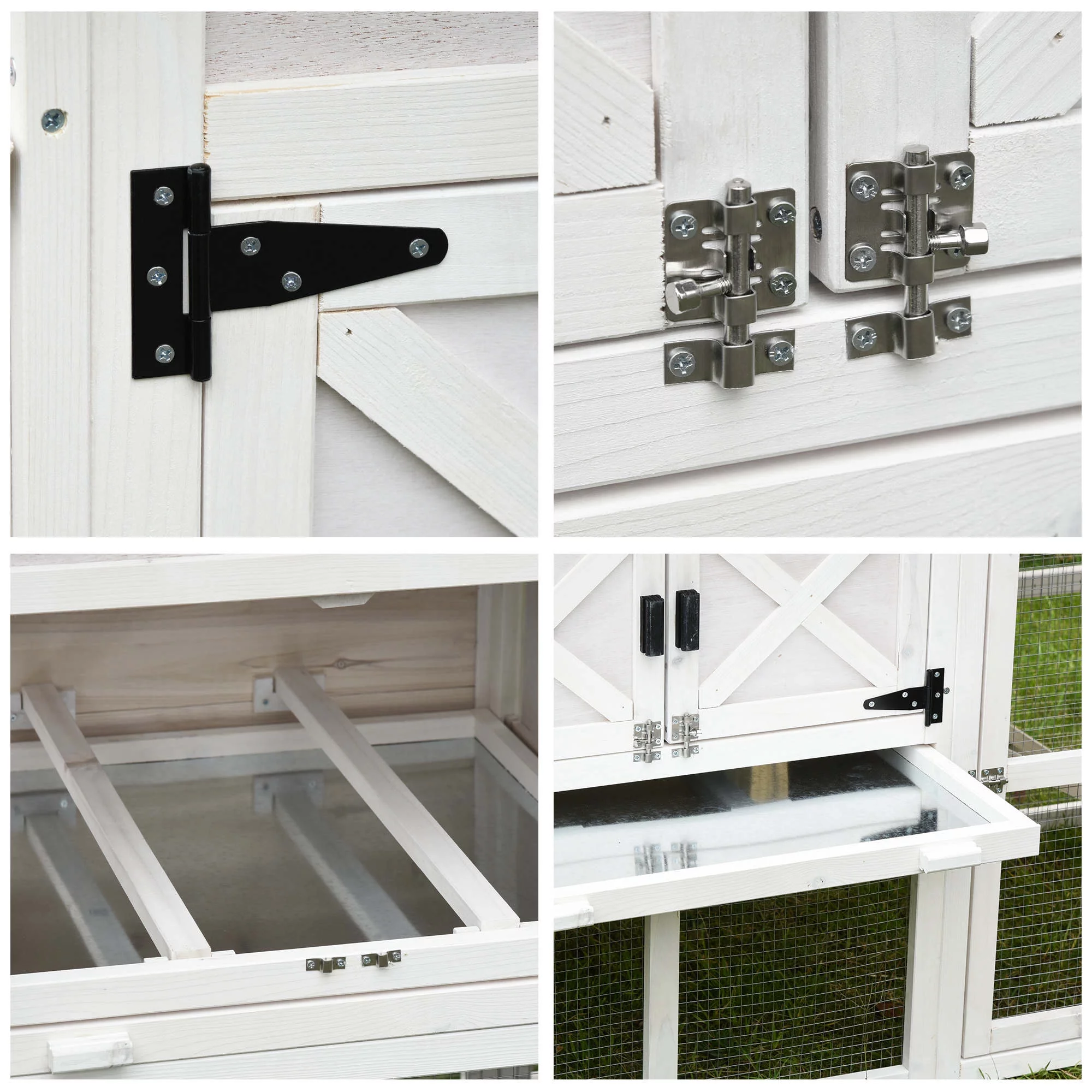 PawHut Wooden Chicken Coop Hen House with Removable Tray and Ventilated Hole 71