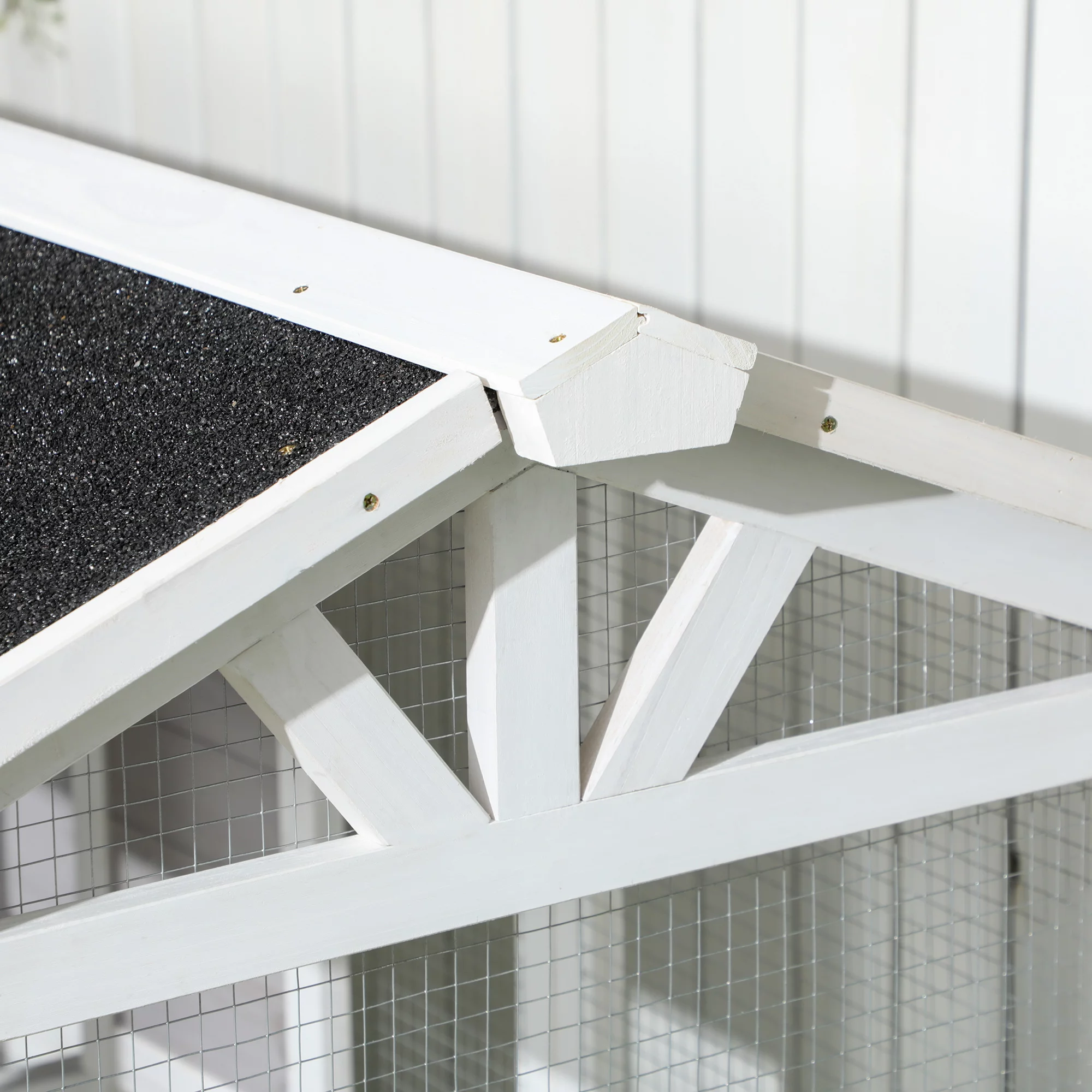 PawHut Wooden Chicken Coop with Run, Tray, 77.5