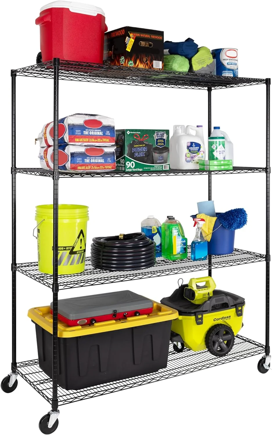 U-SHARE UltraDurable Heavy Duty NSF Solid Steel Wire Rack Storage Unit, Organizer for Garage, Warehouse, Office, Restaurant, Classroom, Kitchen, Black, 5-Tier Shelving, 48