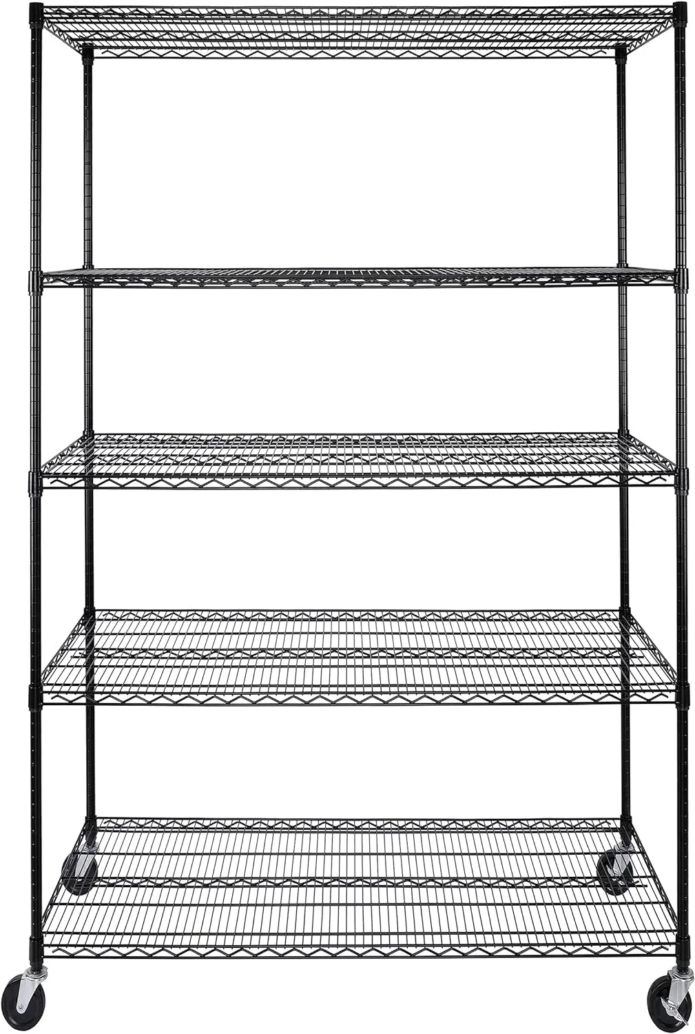 U-SHARE UltraDurable Heavy Duty NSF Solid Steel Wire Rack Storage Unit, Organizer for Garage, Warehouse, Office, Restaurant, Classroom, Kitchen, Black, 5-Tier Shelving, 48