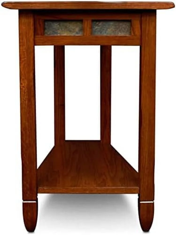 Recliner Wedge End Table In Rustic Oak