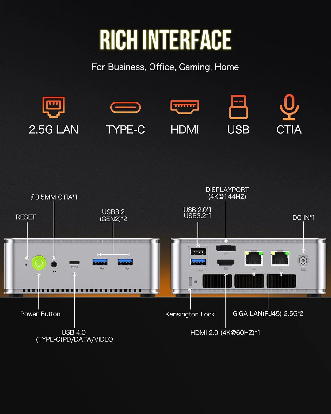 GMKtec K8 Gaming Mini PC AMD Ryzen 7 8845HS Windows 11 Pro 32GB DDR5 5600Mhz 1TB PCIe4.0 Nvme SSD WIFI 6E BT5.2 Desktop Tower