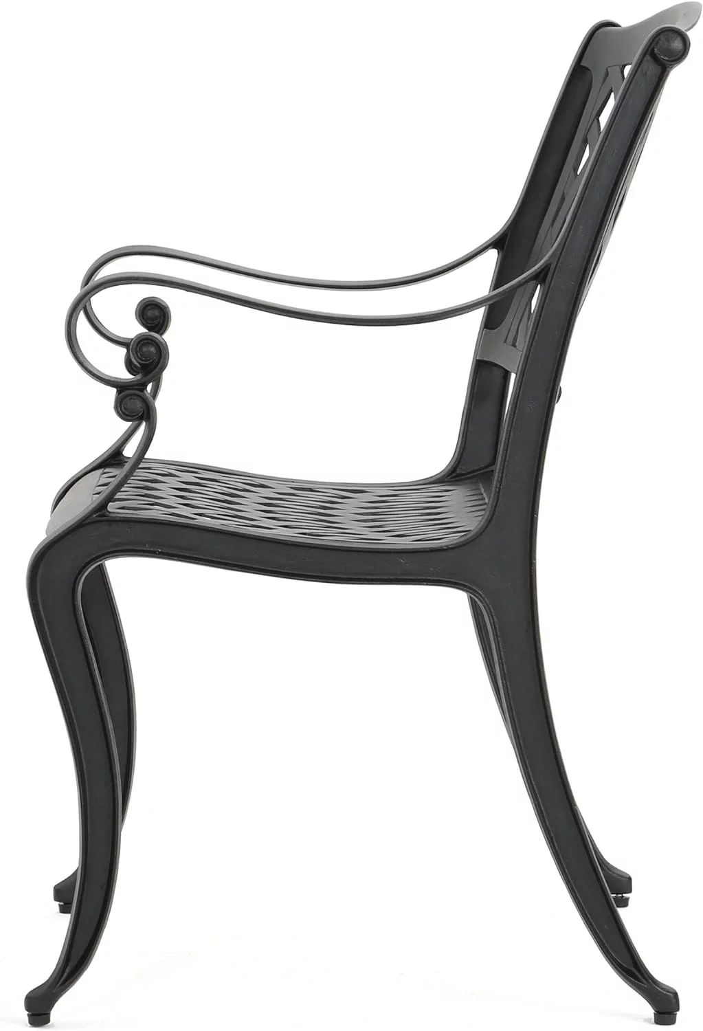 Hallandale Outdoor Cast Aluminum Chairs, 2-Pcs Set, Antique Matte Black