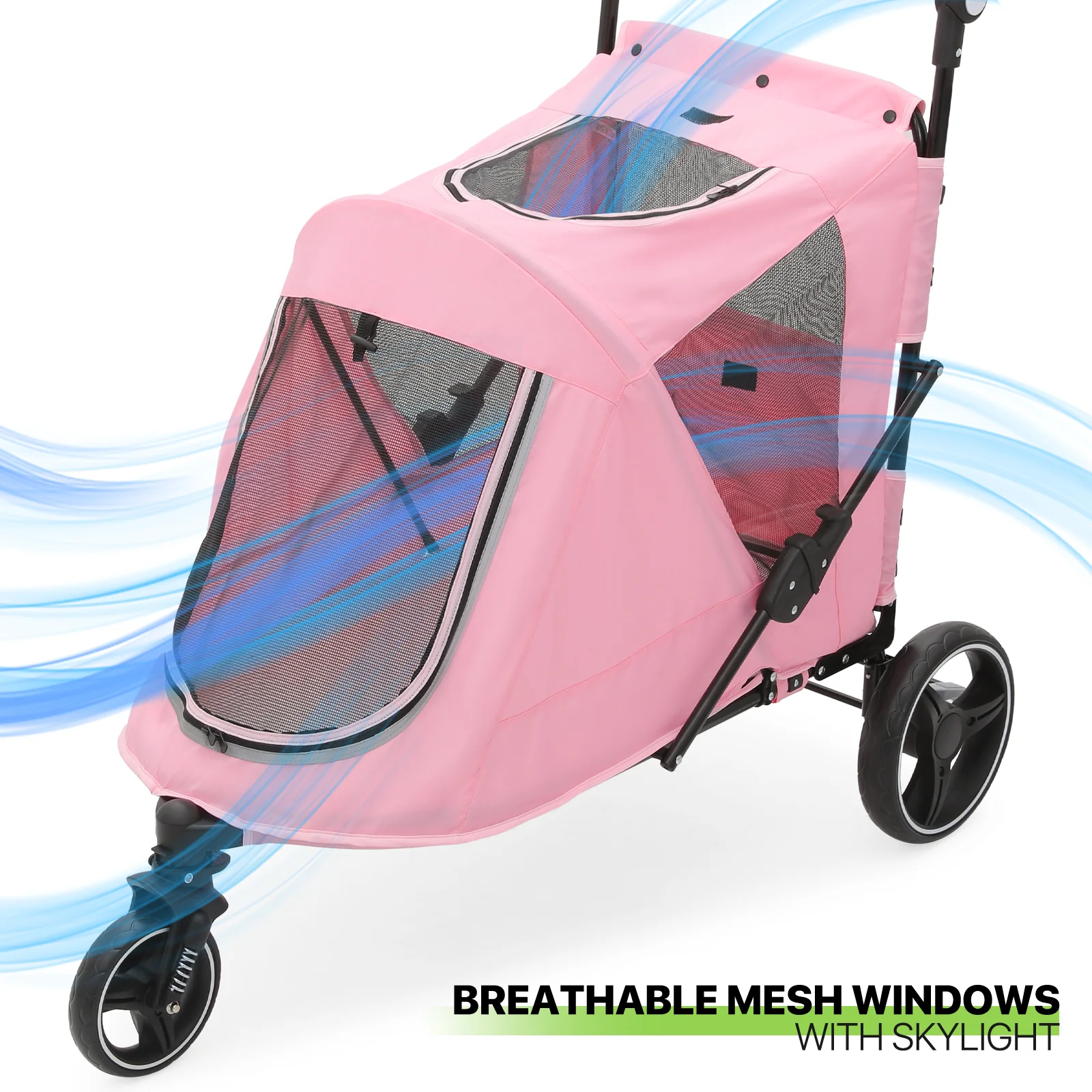Magshion 3 Wheel Dog Stroller, Pet Stroller for Small Medium Dogs & Cats (Pink)