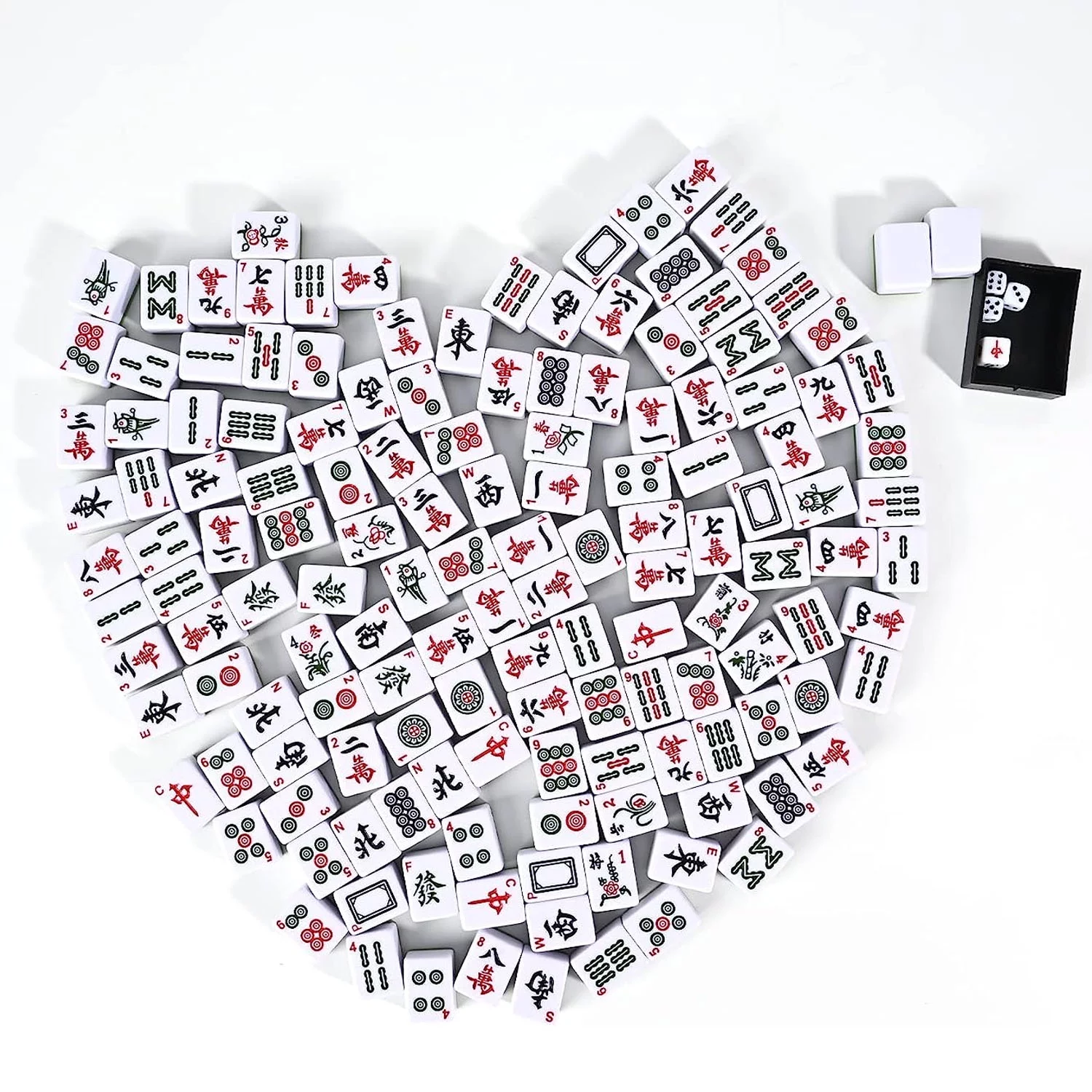 bimiti Playing MahJong Classic Strategy Game for Kids, Families, Melamine Chinese Mahjong Set Gift with Word