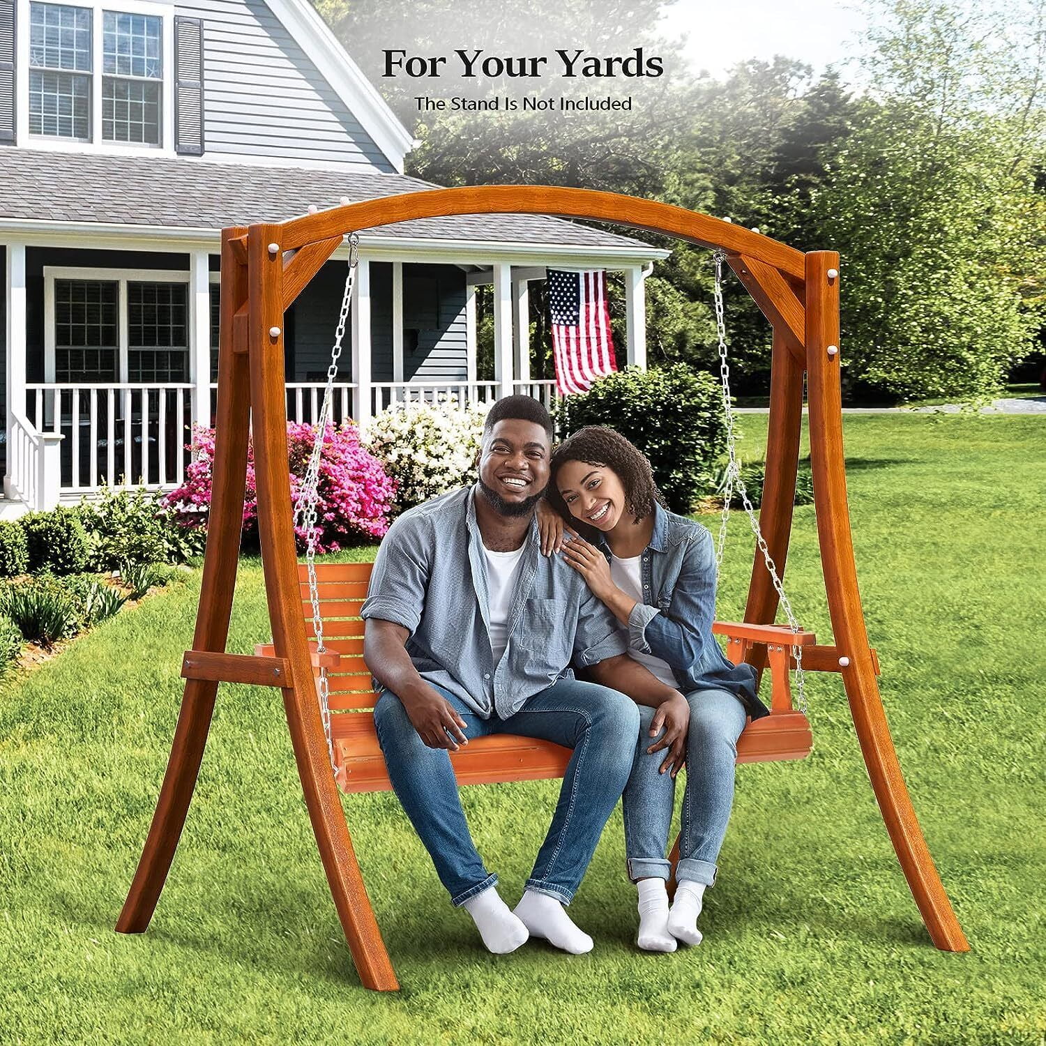 5 FT Heavy Duty 880 LBS Patio Porch Swing Outdoor Hanging Chair with Cup Holder