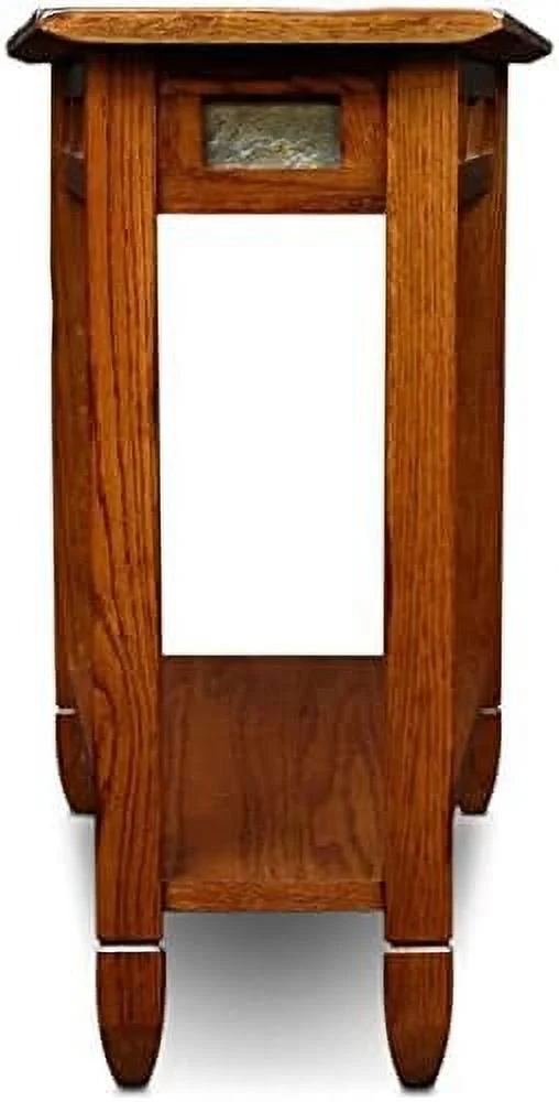 Recliner Wedge End Table In Rustic Oak