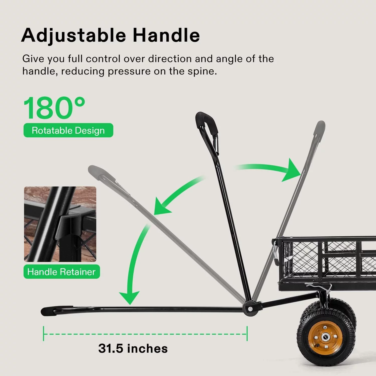 VIVOSUN Heavy-Duty Mesh Steel Garden Cart, 400 lbs Capacity, Steel Utility Garden Wagon with Removable Sides, 8