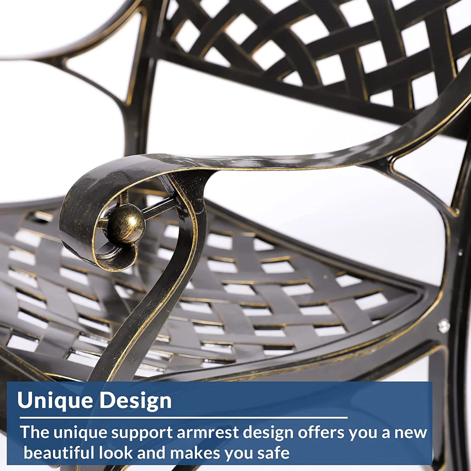 SOCIALCOMFY 5-Piece Outdoor Patio Dining Set, All-Weather Cast Aluminum Furniture Conversation Set, Include 4 Chairs and a 30.3 inch Square Table with Umbrella Hole for Balcony Lawn Garden Backyard