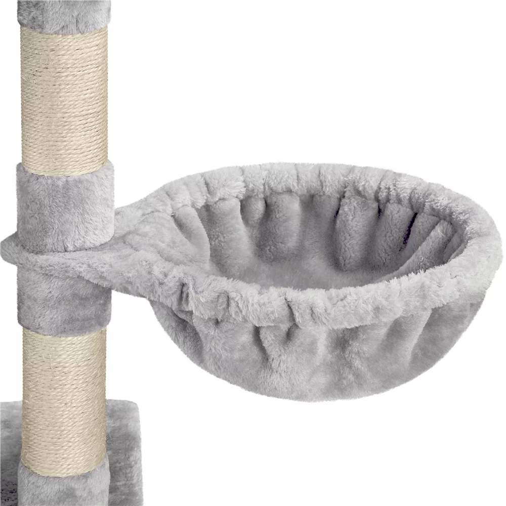 Yaheetech 46.5'' Multilevel Cat Tree Condos Cat Scratching Posts Plush with Top Perch Basket for Cats, Light Gray