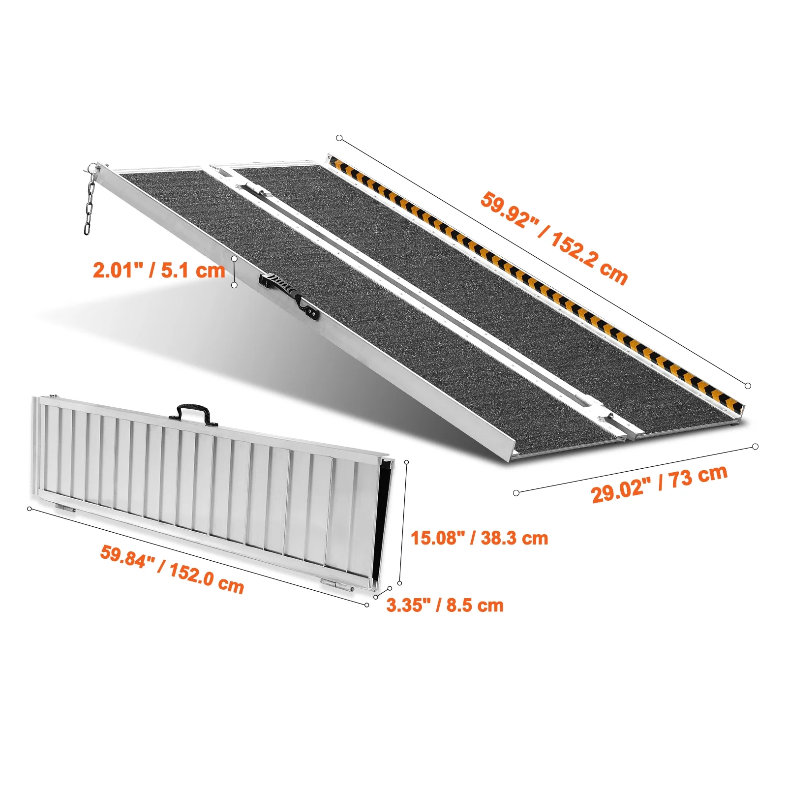 SKYSHALO Folding Wheelchair Ramp: A Portable Aluminum Threshold Ramp for Easy Access, 5 ft Long, Supports up to 800 lbs