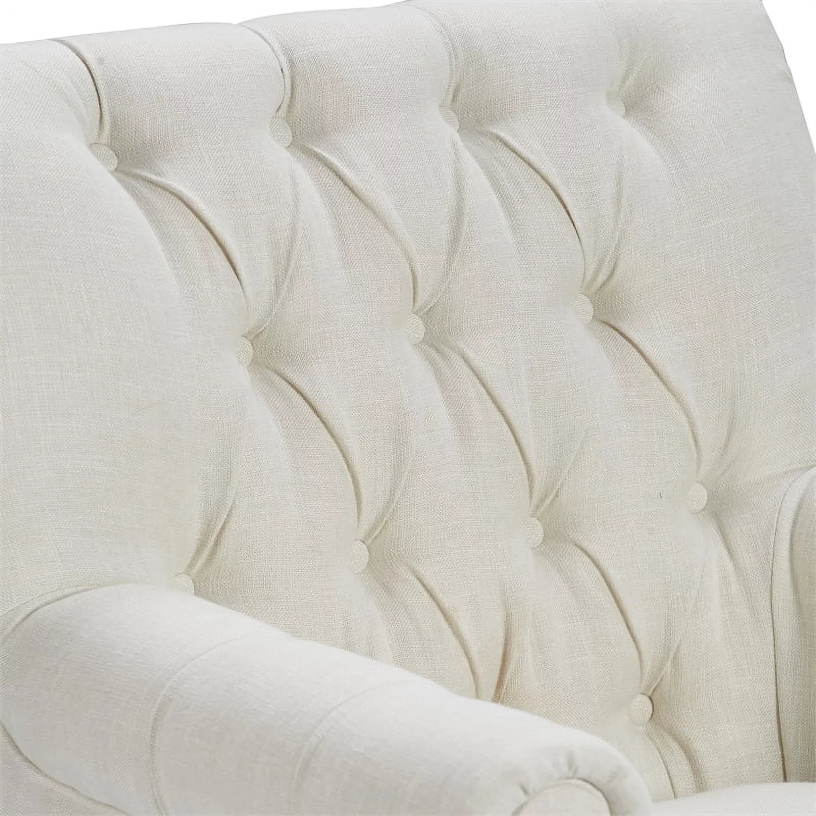 Home Square 2 Piece Tufted Linen Accent Chair Set Ivory