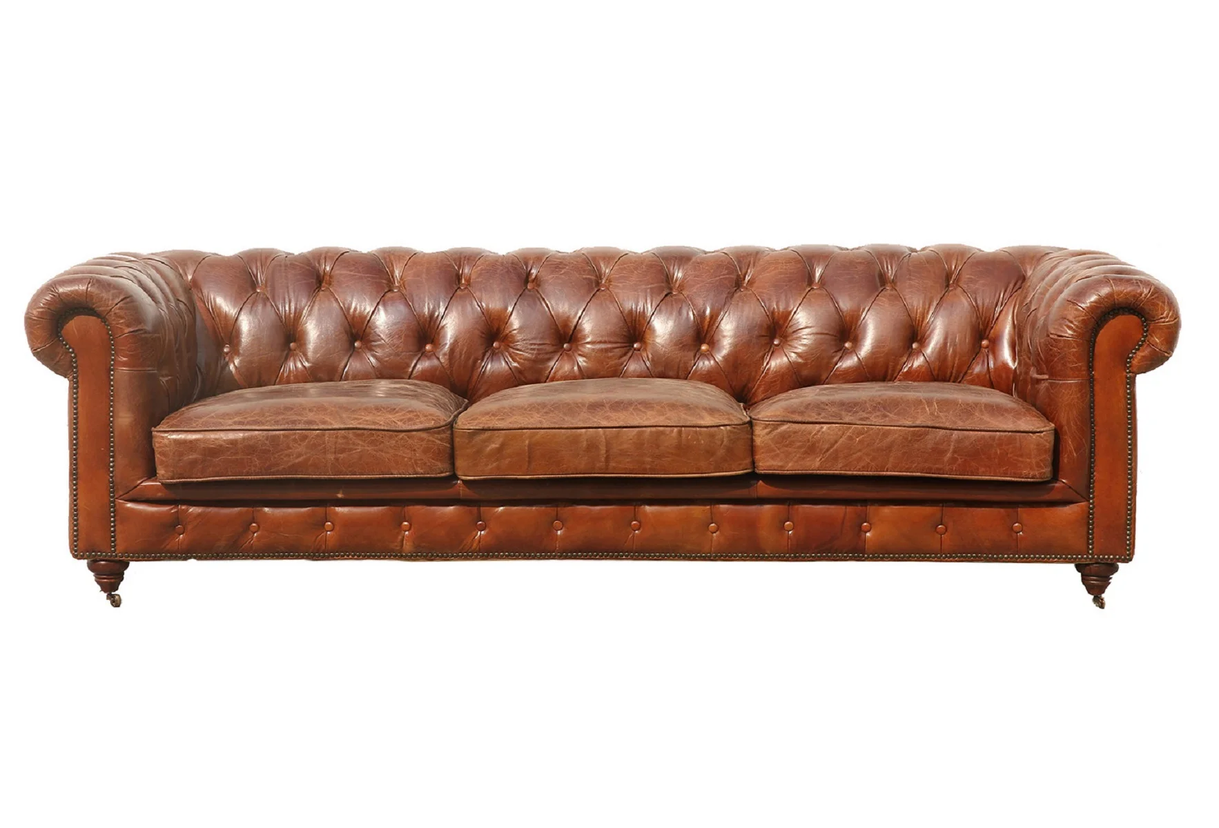 Pasargad Home Paris Club Chesterfield Tufted Sofa, Brown