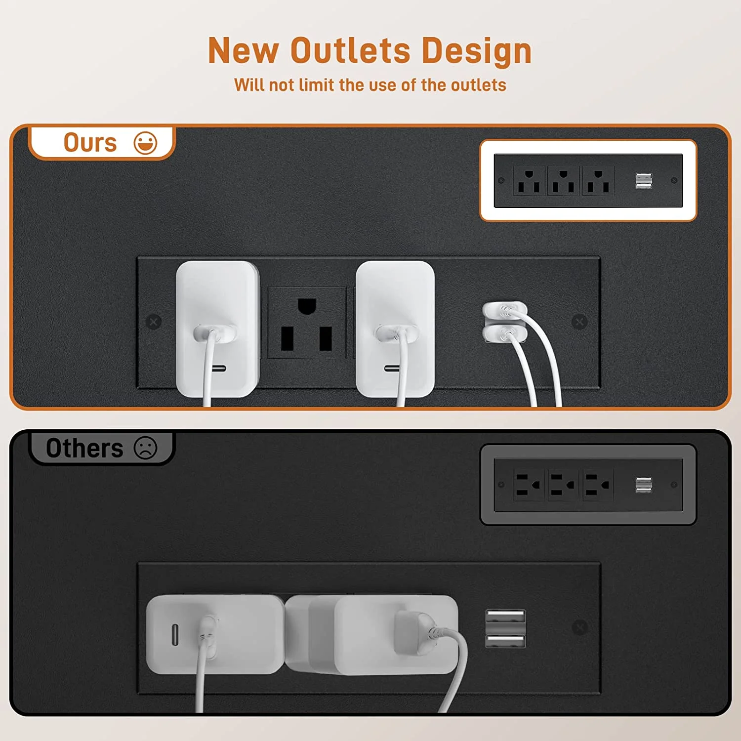 Homieasy Nightstands Set of 2 with Charging Station and USB Ports, 47