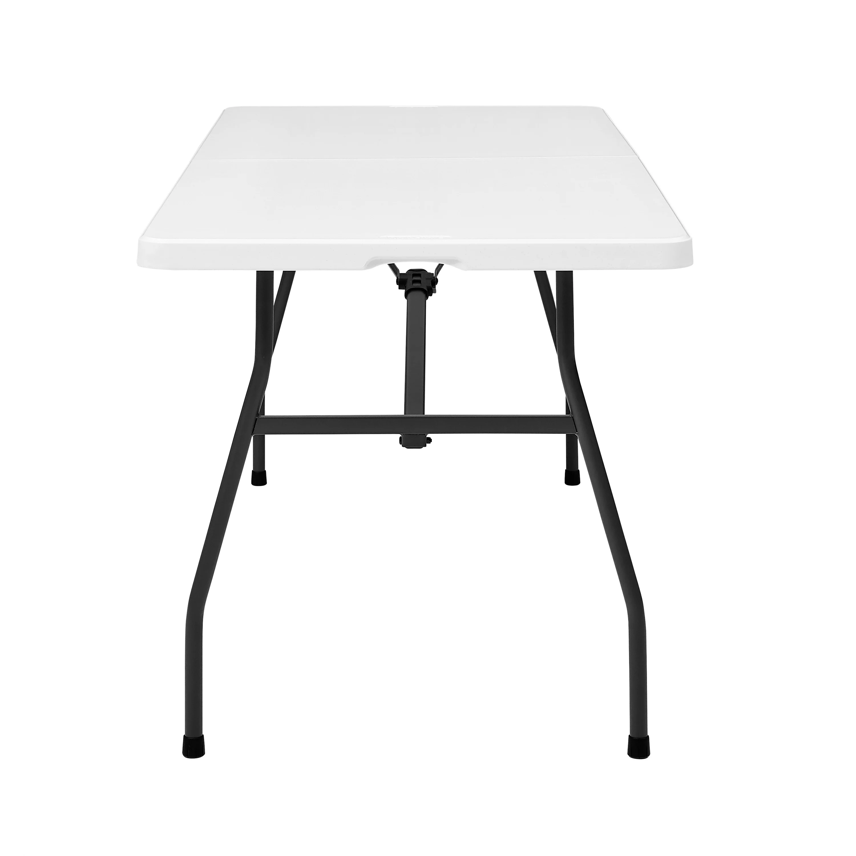 Mainstays 6 Foot Fold-in-Half Plastic Table, Indoor Outdoor, White Granite