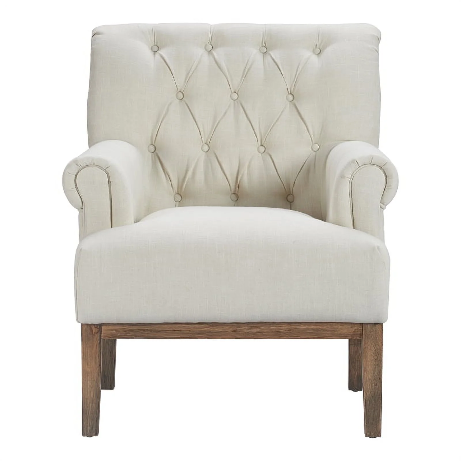 Home Square 2 Piece Tufted Linen Accent Chair Set Ivory