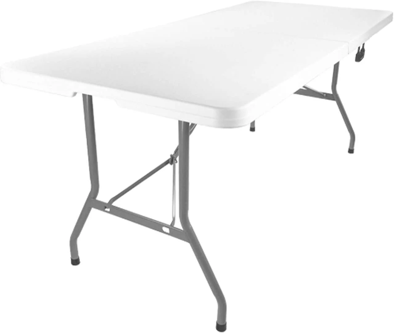 Home Culture Folding Table - Foldable Heavy Duty Plastic Table for Indoor & Outdoor Parties, Picnic, Camping, Wedding BBQ Catering, Garden Dining - Fold-In-Half Portable Utility Table - White - 6ft