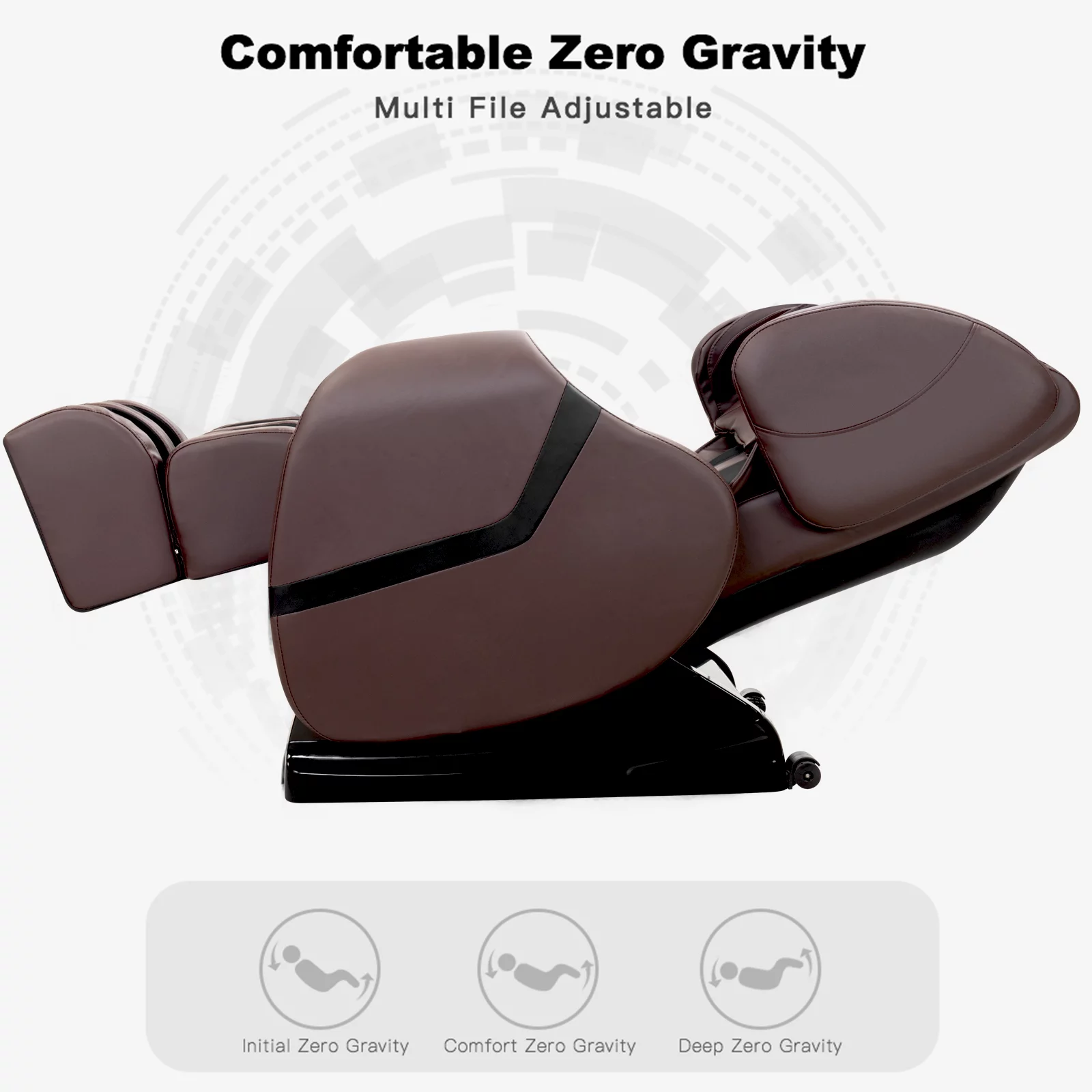 Uenjoy Full Body Zero Gravity Massage Chair Shiatsu Recliner Built-In Heat and Air Massage System Foot Rest - Brown