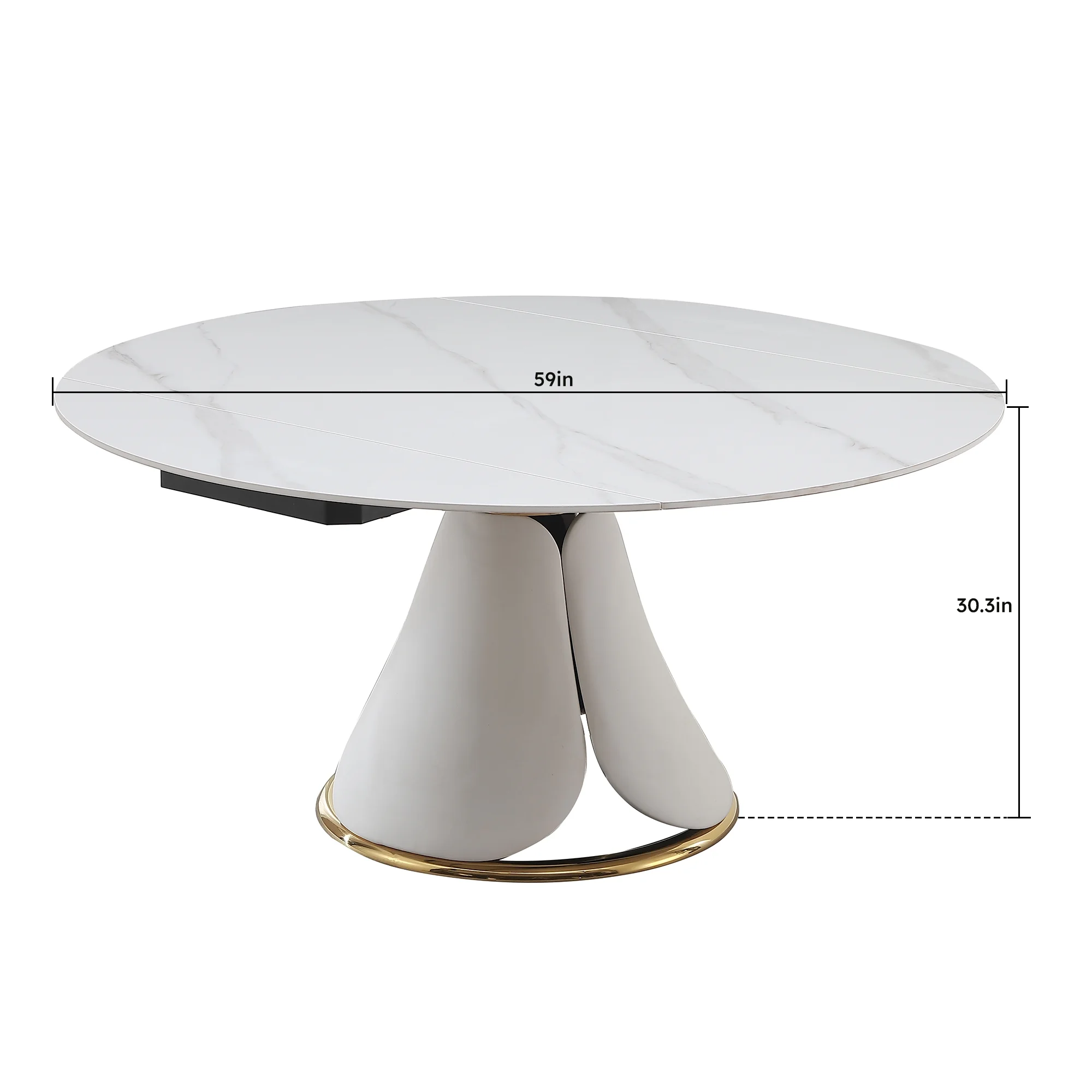 Montary Fashion Modern Sintered Stone Dining Table with Simple and Multi-Functional Retractable Dining Table with 6 PU Leather Chairs