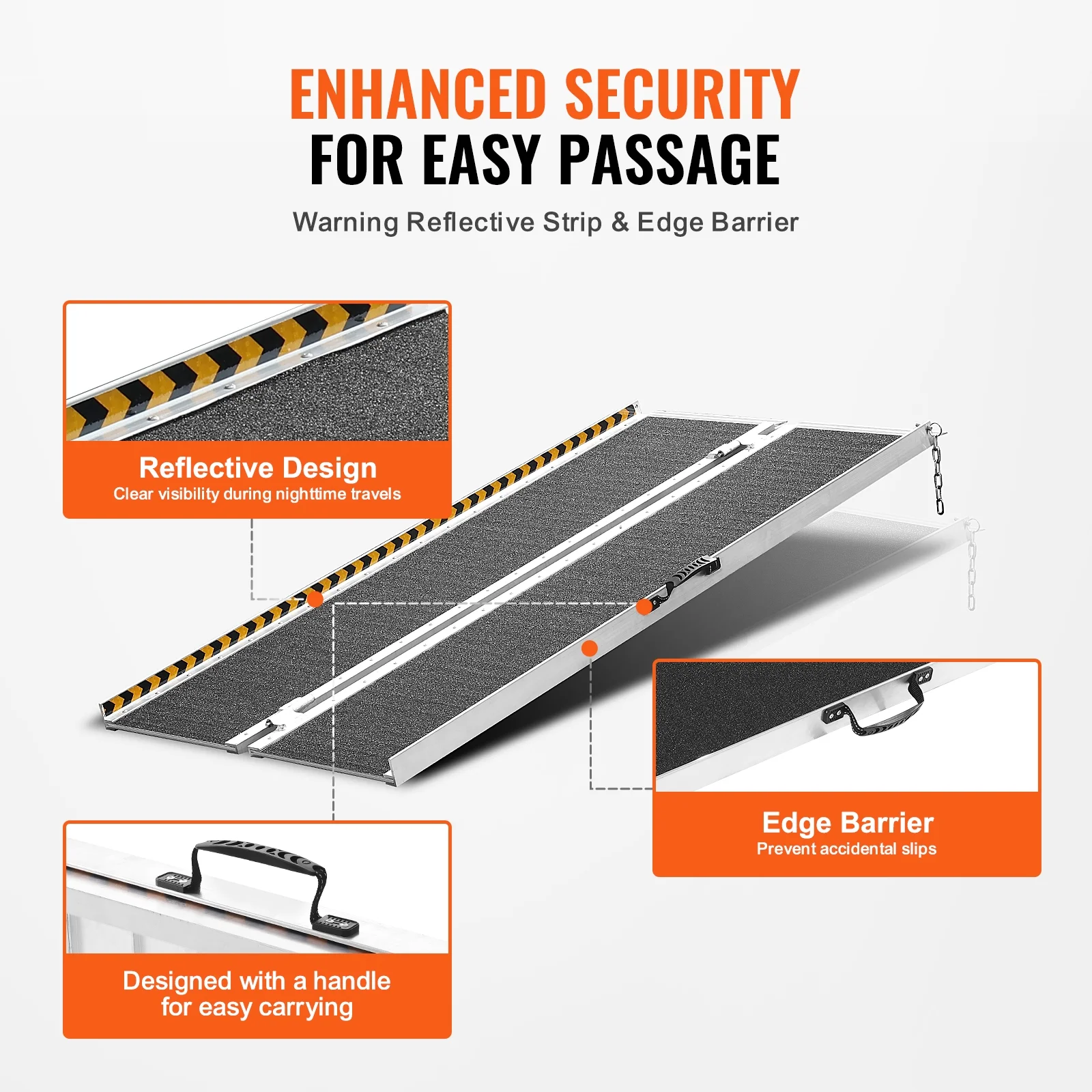 SKYSHALO Folding Wheelchair Ramp: A Portable Aluminum Threshold Ramp for Easy Access, 5 ft Long, Supports up to 800 lbs
