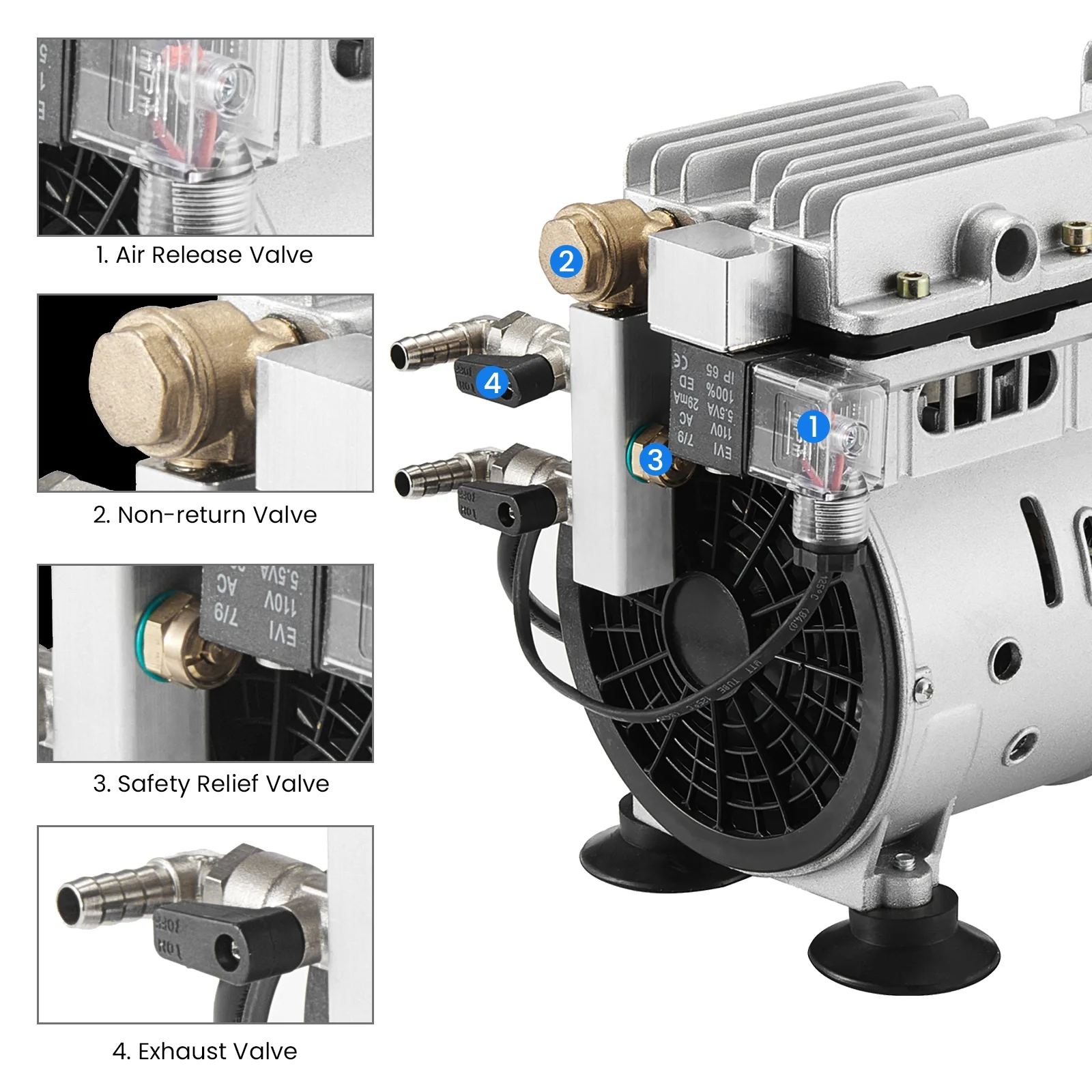 WRSTER-TECH 3/4 HP 5.2CFM Pond Aerator Lake Compressor Timer 200' Tube 2 Diffusers System 550W 3 Acre