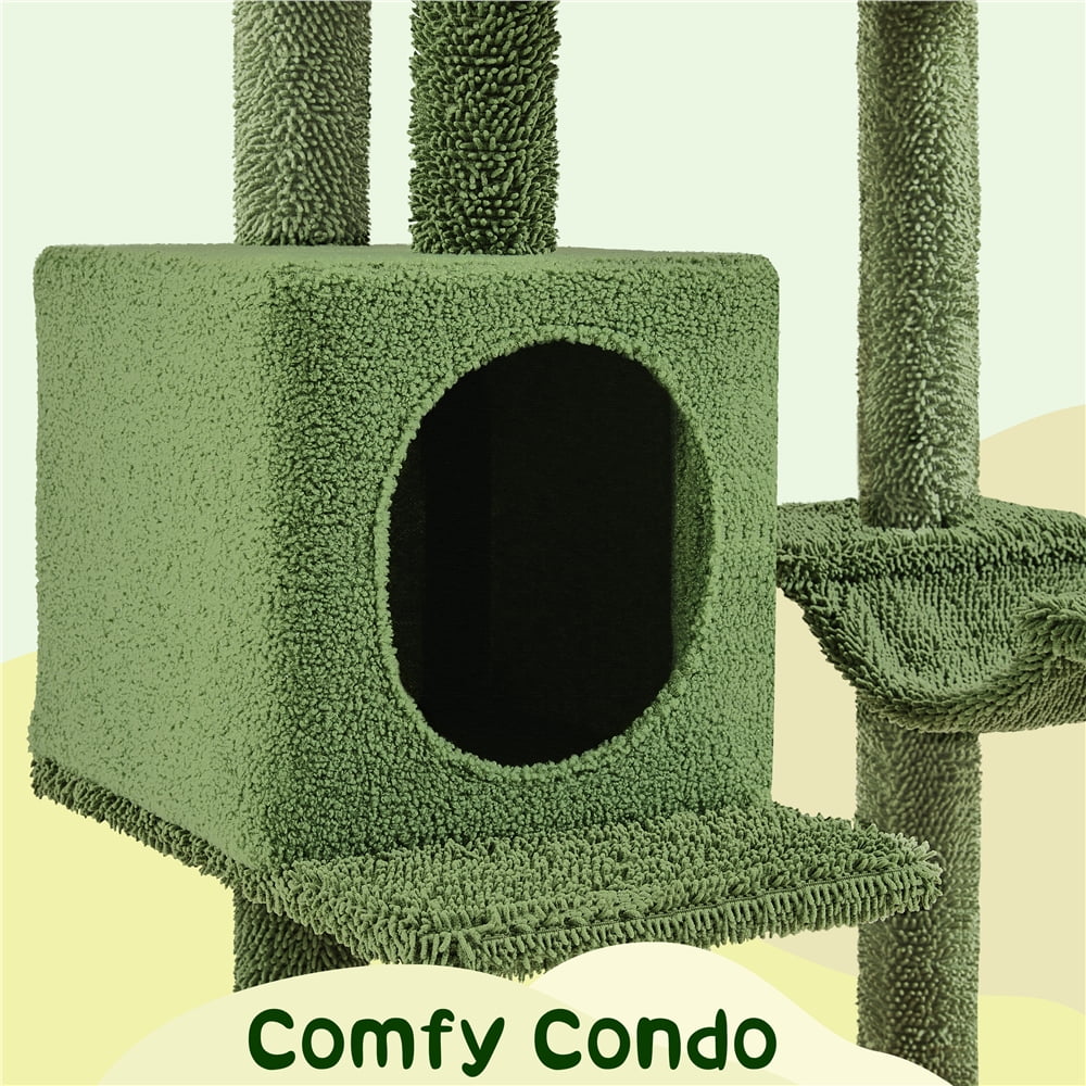 Yaheetech 70.5''H Cactus Cat Tree Cat Tower with Platform,Green/Brown