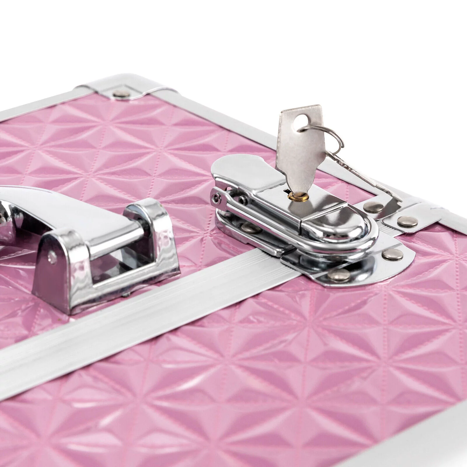 Miumaeov Professional Rolling Makeup Train Case Cosmetic Trolley with 4 Wheels Nail Polish Storage Organizer (Pink)