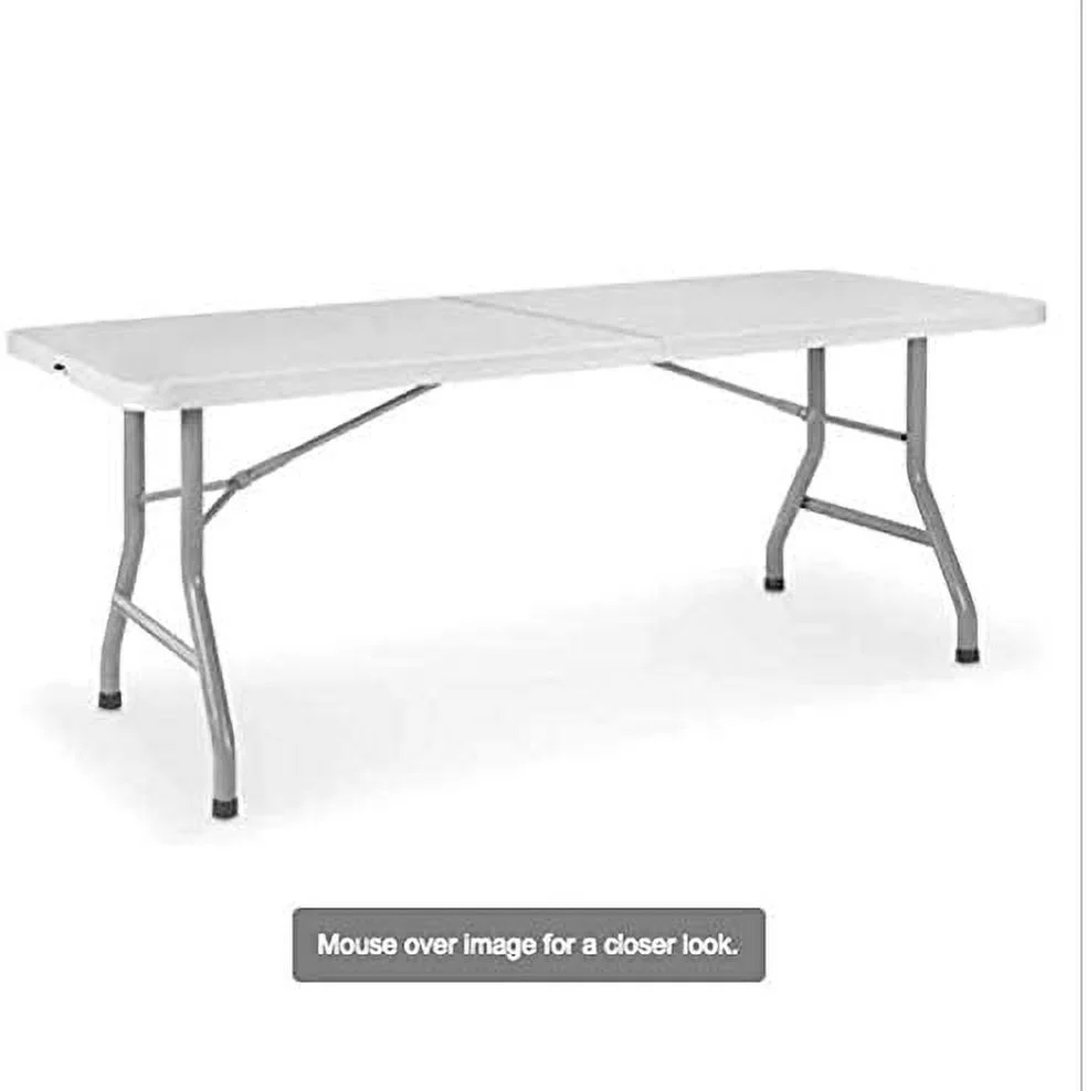Home Culture Folding Table - Foldable Heavy Duty Plastic Table for Indoor & Outdoor Parties, Picnic, Camping, Wedding BBQ Catering, Garden Dining - Fold-In-Half Portable Utility Table - White - 6ft