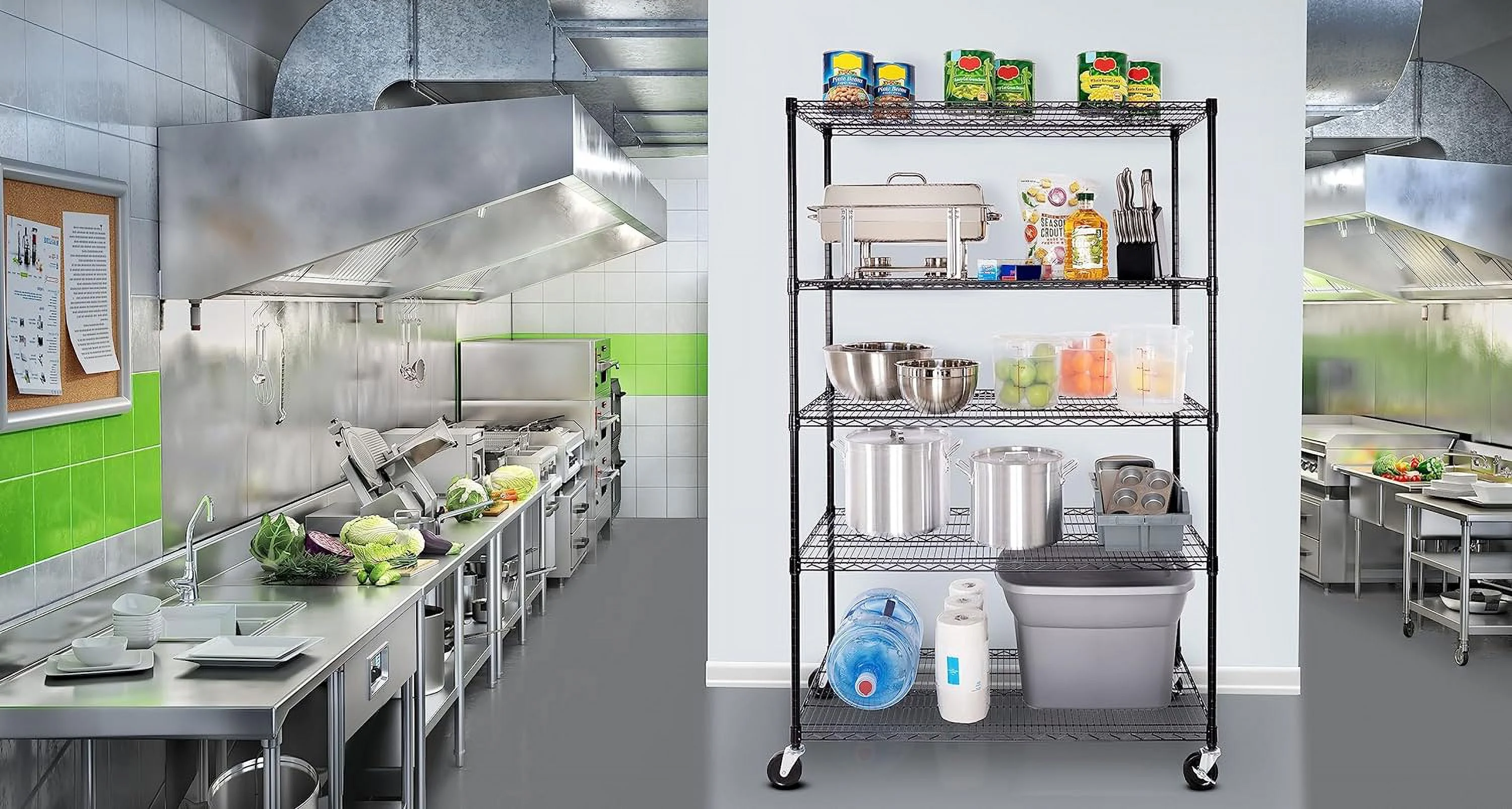 U-SHARE UltraDurable Heavy Duty NSF Solid Steel Wire Rack Storage Unit, Organizer for Garage, Warehouse, Office, Restaurant, Classroom, Kitchen, Black, 5-Tier Shelving, 48