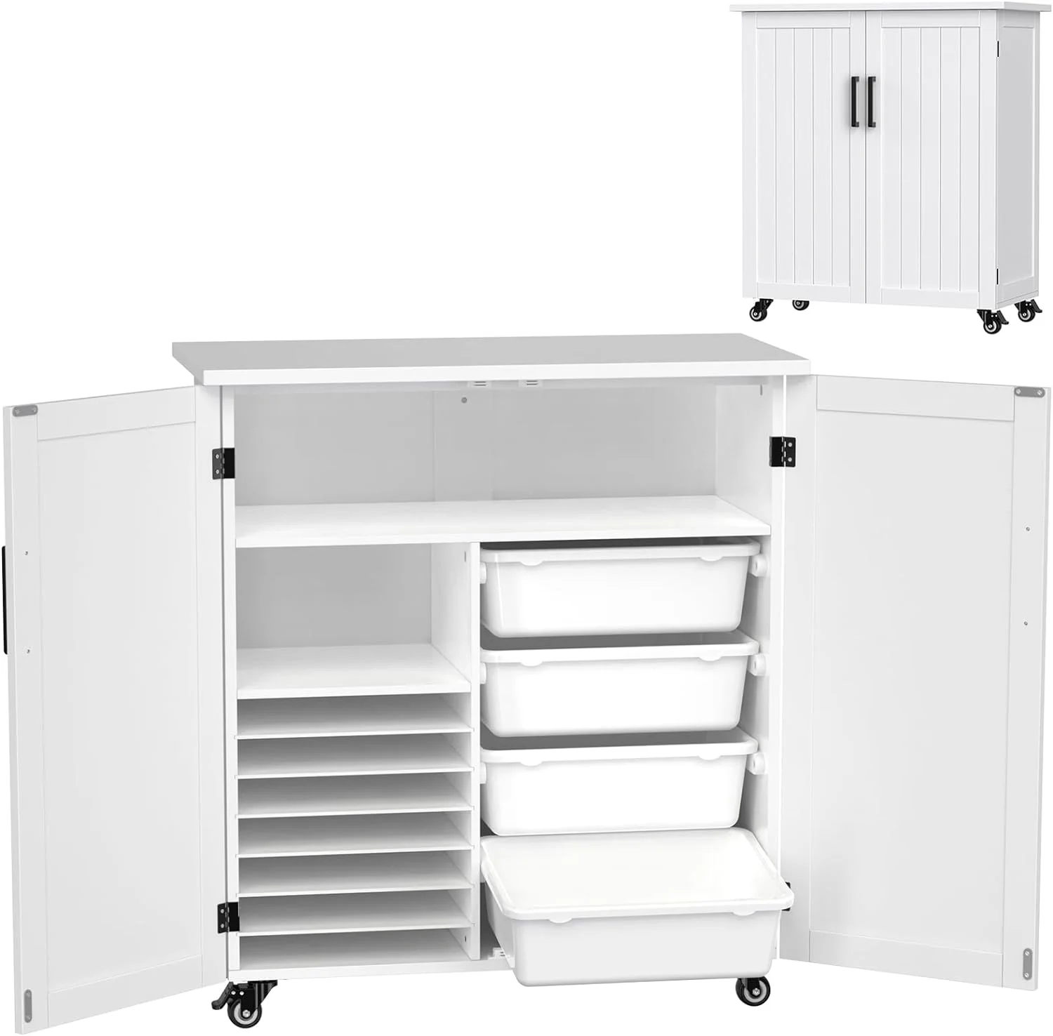 Craft Cart Compatible with Cricut Machine Cricut Table with Storage Cabinet Rolling Cricut Cart Furniture with Drawers Designed for Cricut Organization 31.6