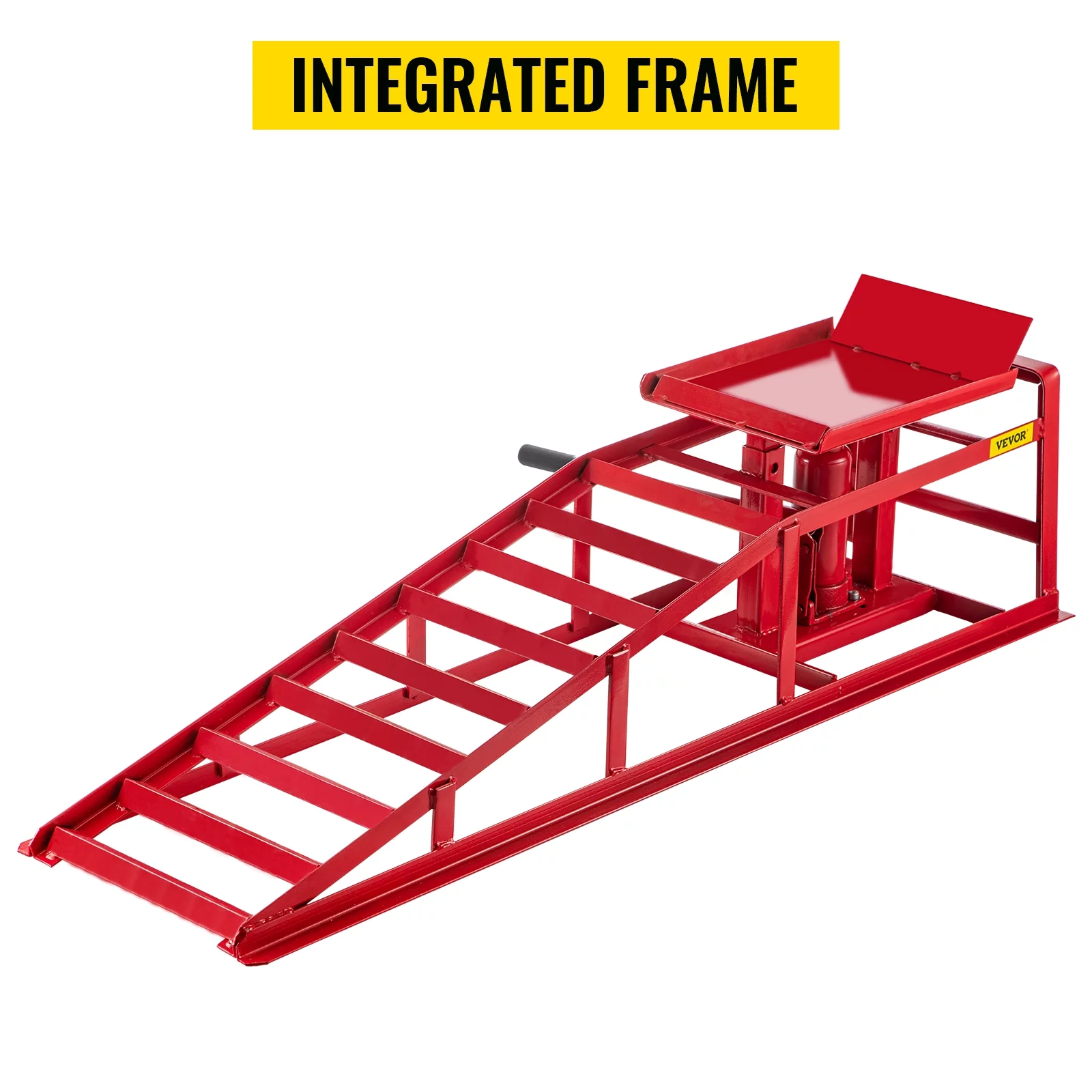 VEVORbrand Hydraulic Vertical Car Ramps 5500lbs2.5T , Auto, Truck Service Ramp Hydraulic Lift Heavy Duty Steel Low Profile w/ Hydraulic Jack, Red 1 Piece