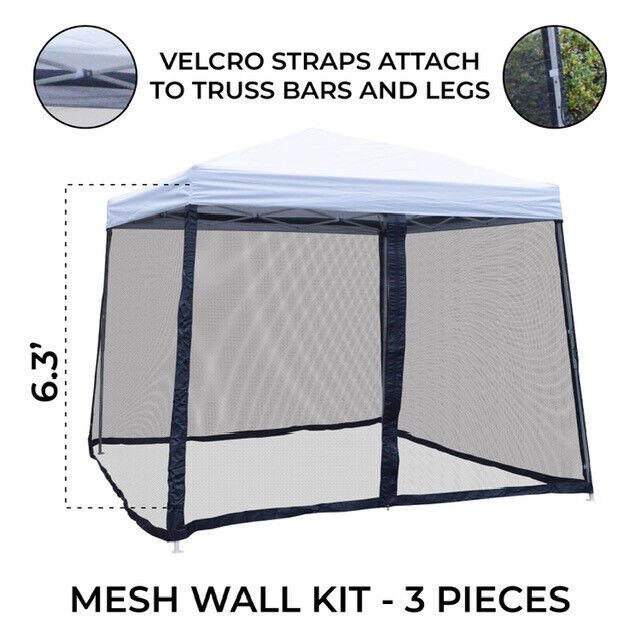 10x10 Pop Up Canopy Tent Slant Leg Mesh Screen Sidewalls Mosquito Net Walls