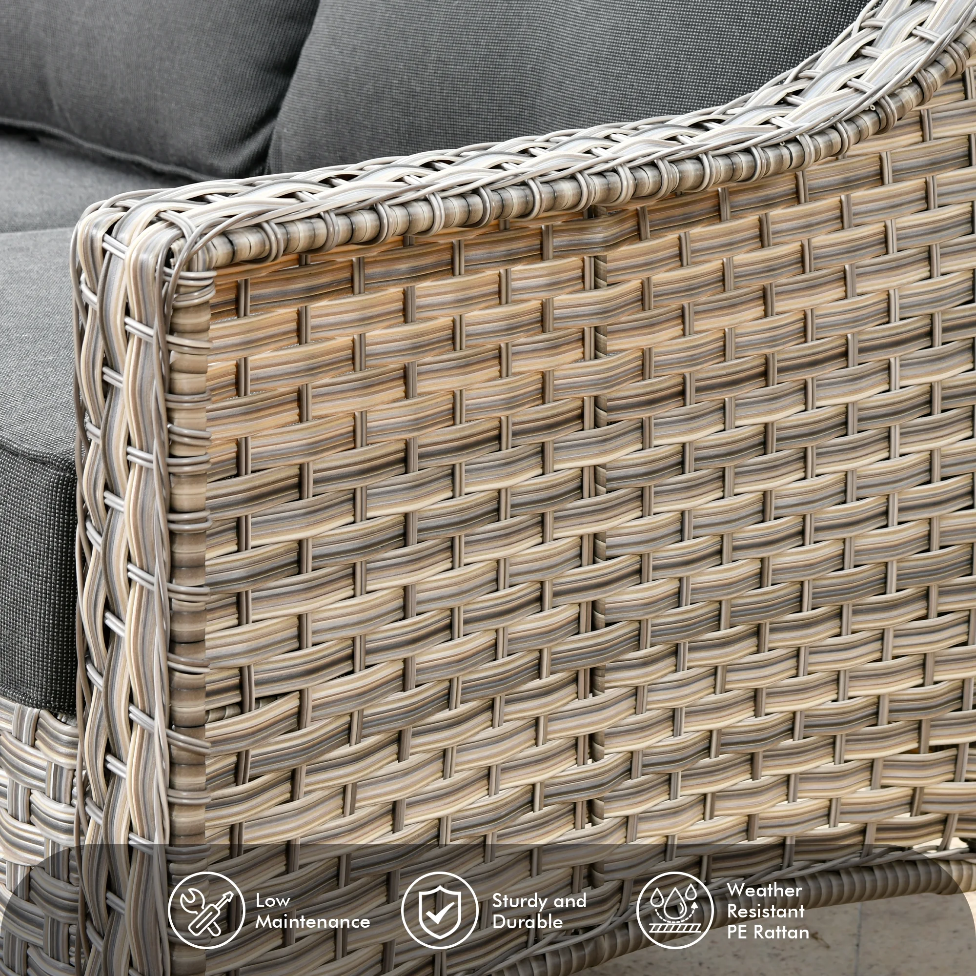 Ovios High-Back Outdoor Furniture 6 Pieces Gray Wicker Patio Conversation Set with Rocking Swivel Chairs for Backyard