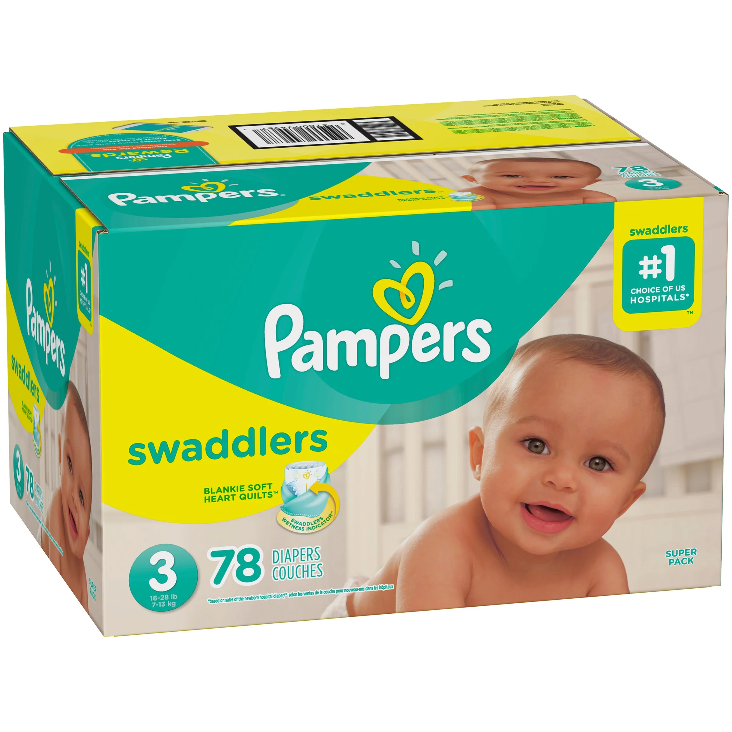 Pampers Swaddlers Diapers, Super Pack, Size 3, 78 Count