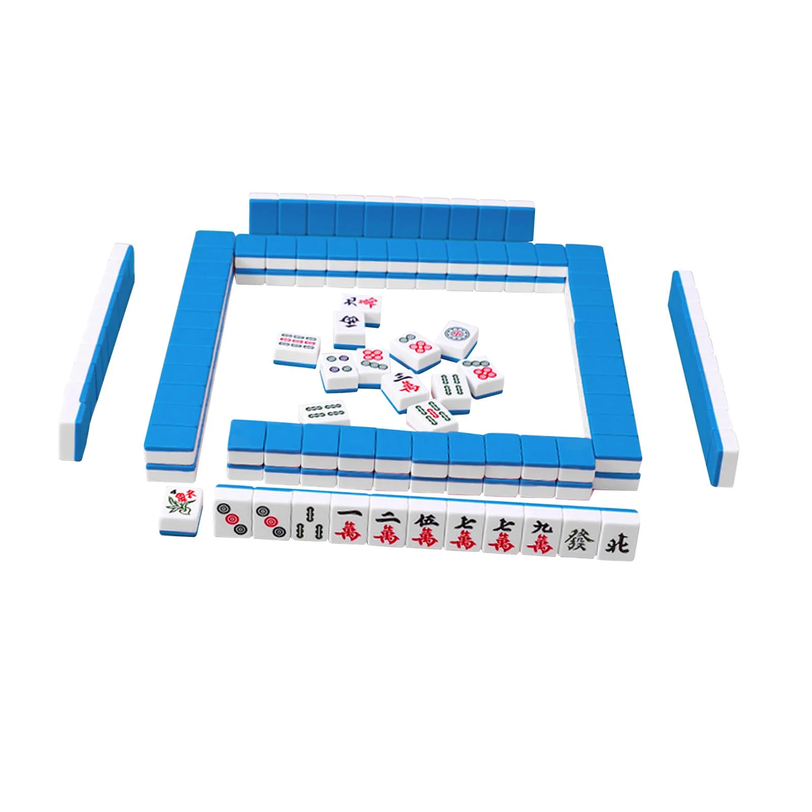 STARTIST 144x Chinese Version Game Set Mini Mahjong Tiles Chinese Game Play Traditional Classic Board Game Portable for Apartment Kids Blue