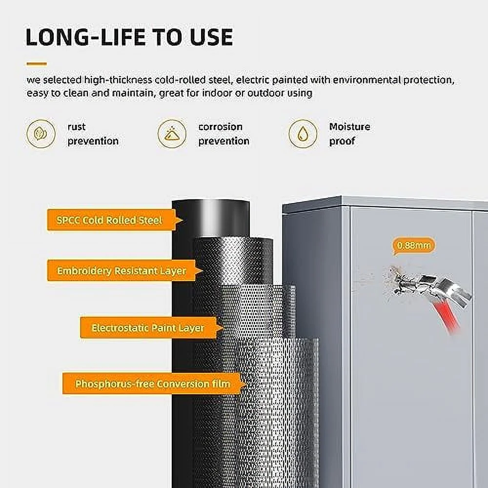 GEROBOOM Garage  Cabinets with Doors and Shelves  72" Steel Tool Locking Cabinet  Metal  Cabinet for Home Office  Warehouse  School (New Grey)