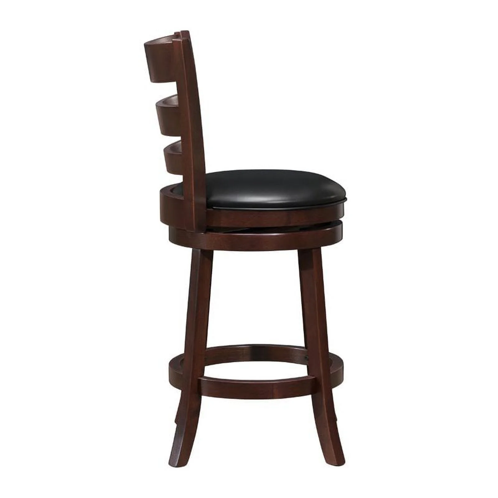 Home Square 3 Piece Ladderback Faux Leather Counter Stool Set in Dark Cherry