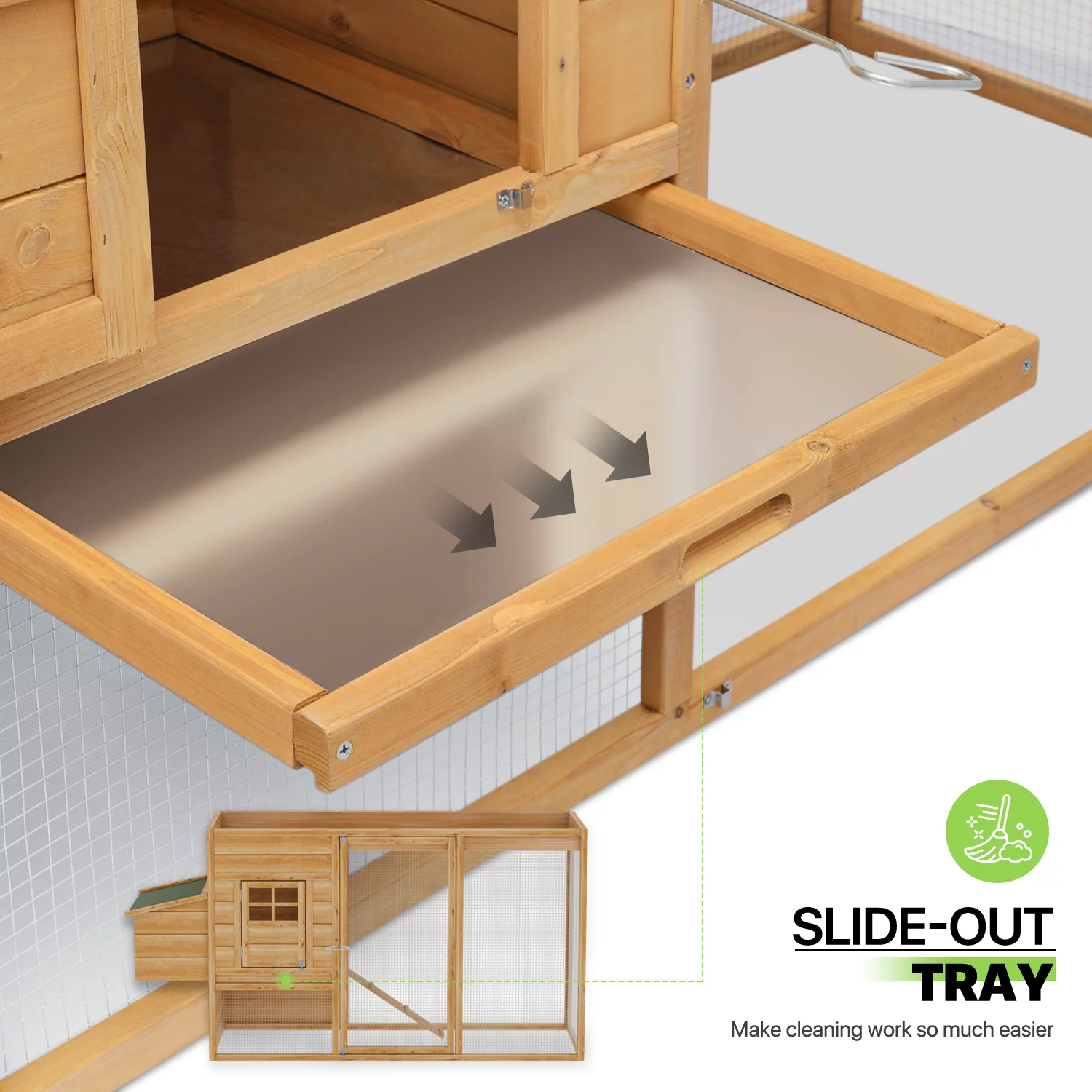 Magshion Outdoor Chicken Coop with Nesting Box, Outdoor Hen Run House with Slide-Out Tray and Sliding Door, Weatherproof Poultry Cage, Rabbit Hutch, Wood Duck House (Natural)