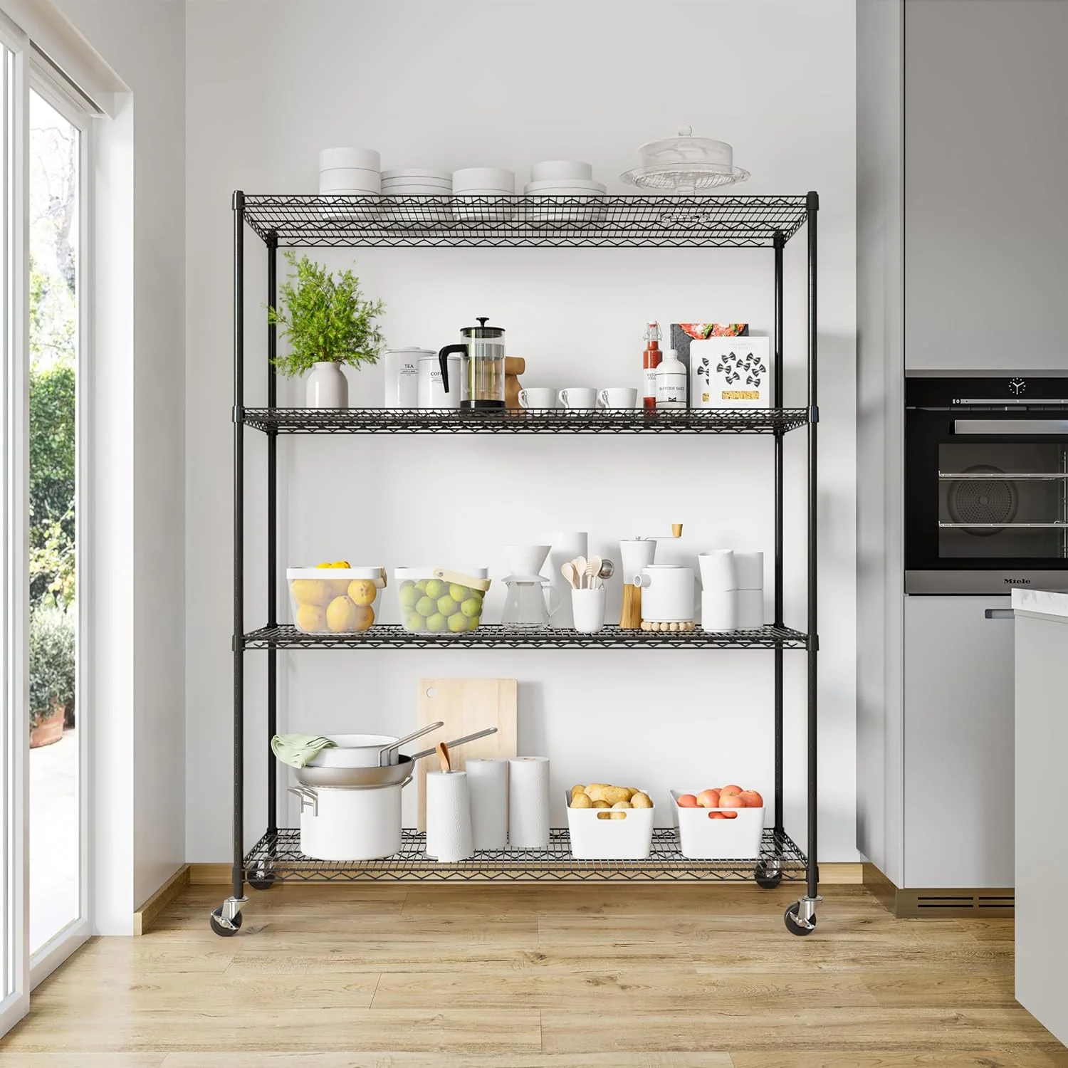 U-SHARE UltraDurable Heavy Duty NSF Solid Steel Wire Rack Storage Unit, Organizer for Garage, Warehouse, Office, Restaurant, Classroom, Kitchen, Black, 5-Tier Shelving, 48
