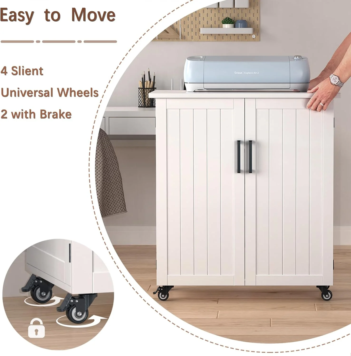 Craft Cart Compatible with Cricut Machine Cricut Table with Storage Cabinet Rolling Cricut Cart Furniture with Drawers Designed for Cricut Organization 31.6