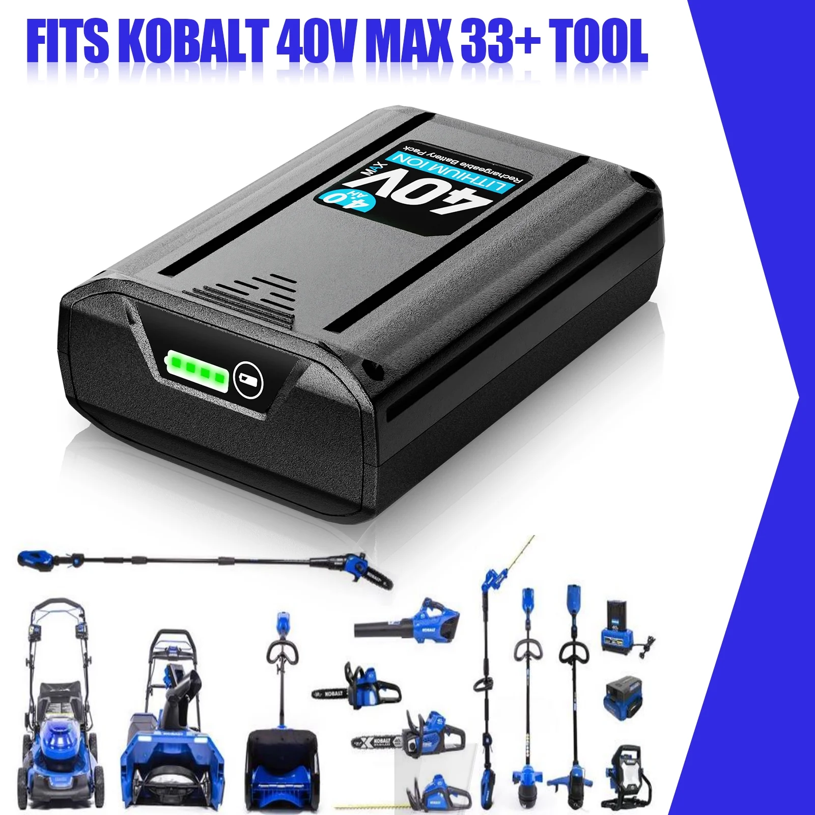 Jialitt 40V 4.0Ah Replacement for Kobalt 40V Battery Rechargeable Lithium Ion Cordless Power Tool Battery KB245-06 KB240-06 Kb540-06 KB540C-06