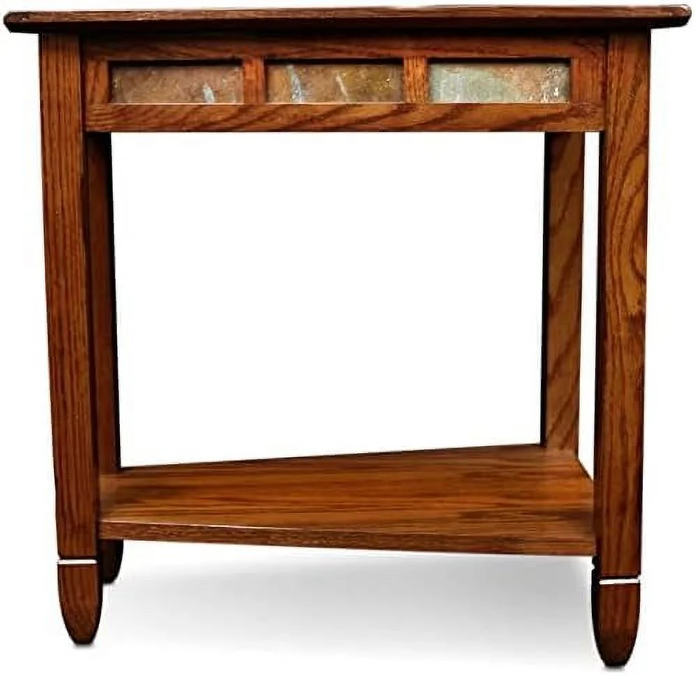 Recliner Wedge End Table In Rustic Oak