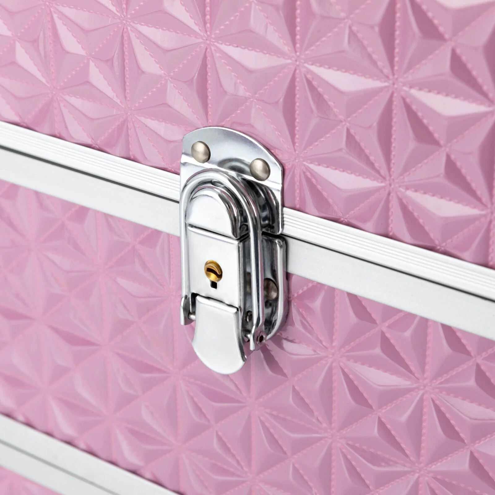 Miumaeov Professional Rolling Makeup Train Case Cosmetic Trolley with 4 Wheels Nail Polish Storage Organizer (Pink)