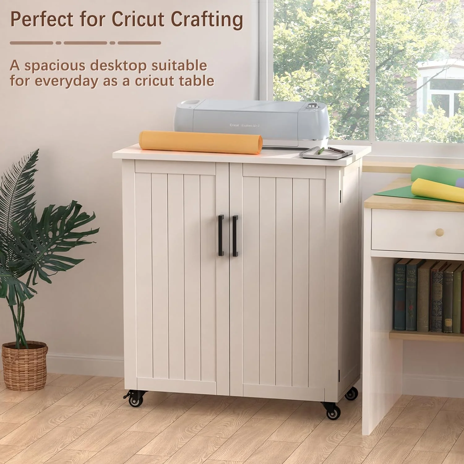 Craft Cart Compatible with Cricut Machine Cricut Table with Storage Cabinet Rolling Cricut Cart Furniture with Drawers Designed for Cricut Organization 31.6