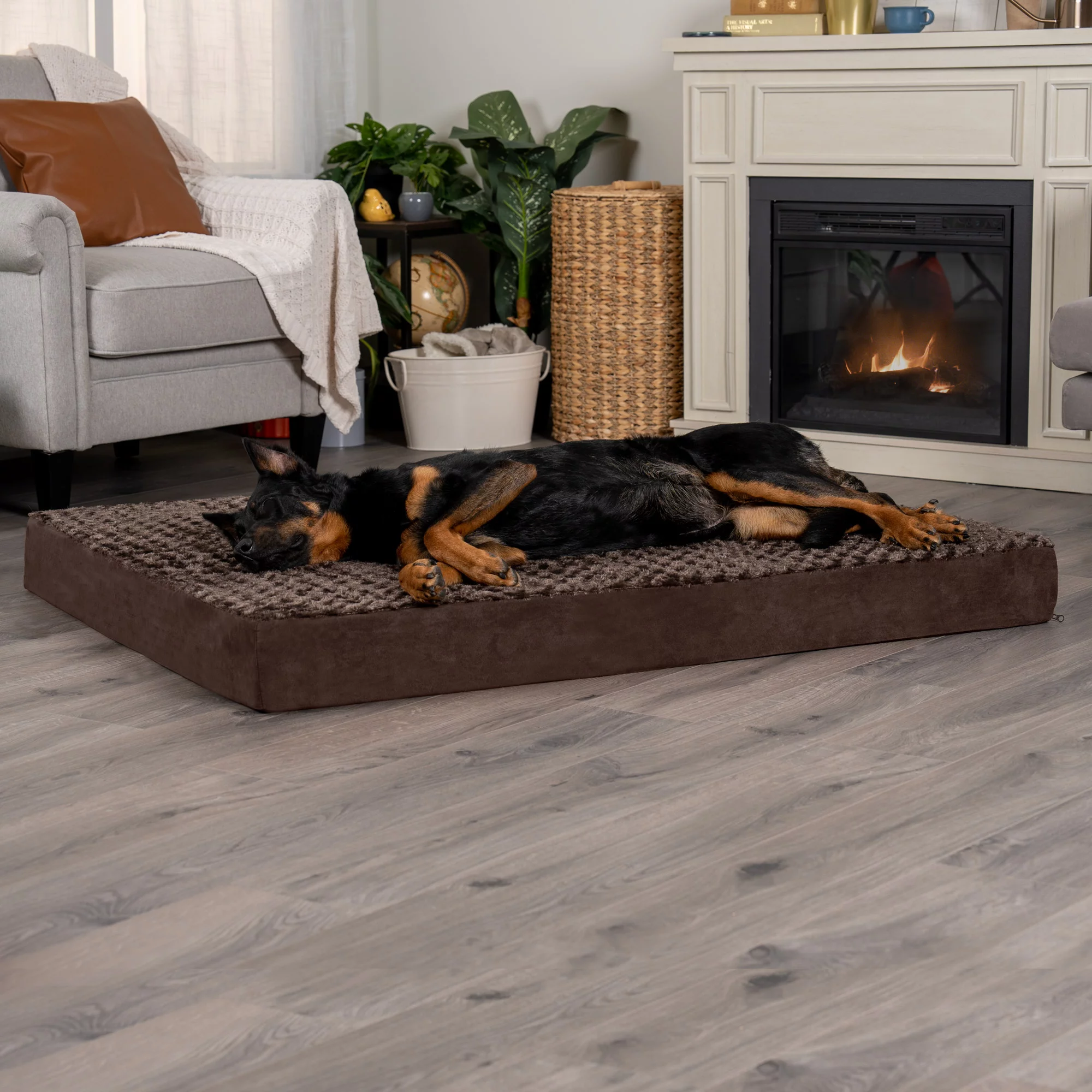 FurHaven Pet Products Ultra Plush Memory Top Deluxe Mattress Pet Bed for Dogs & Cats - Chocolate, Jumbo Plus